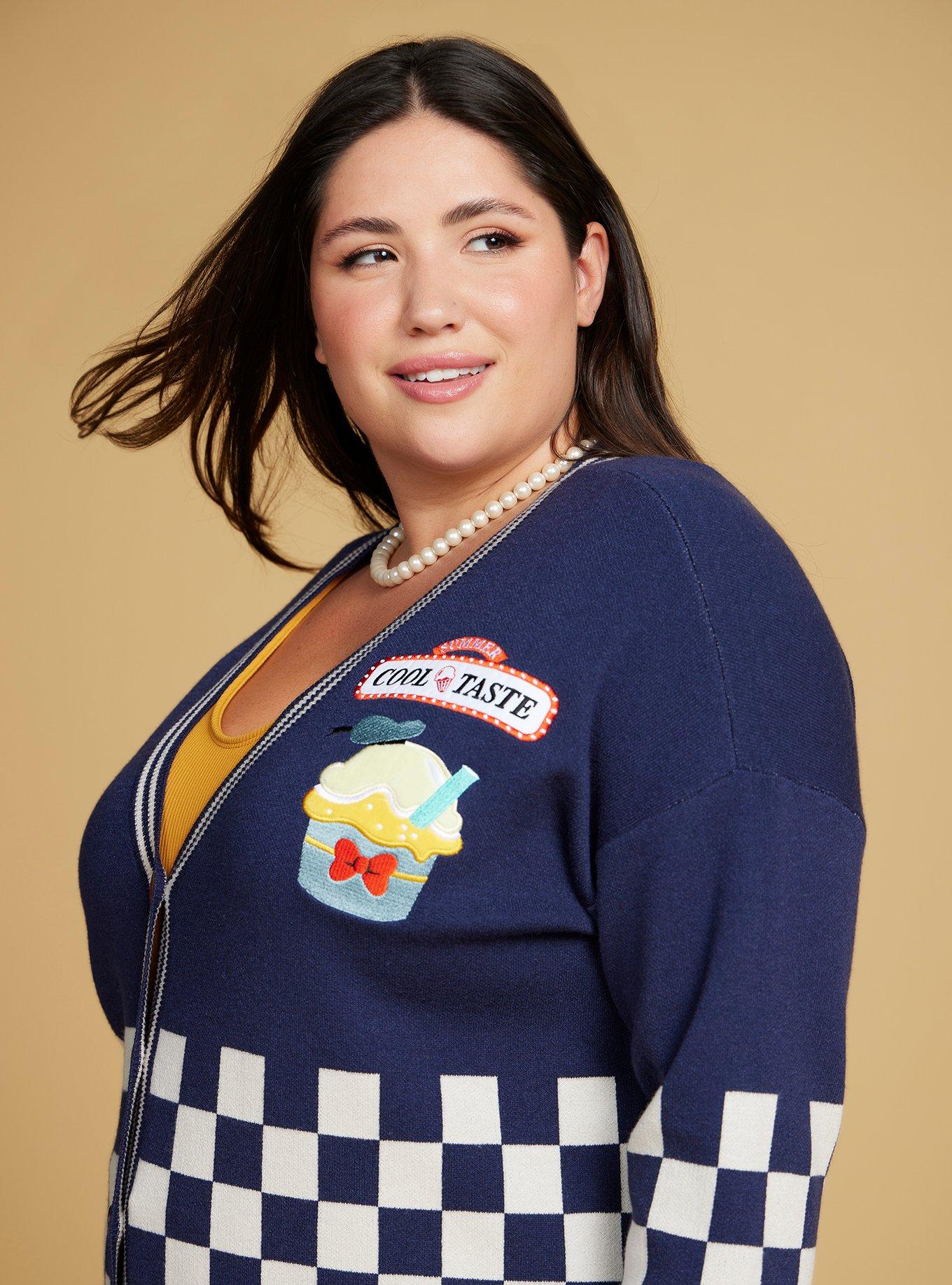 Her Universe Disney Donald Duck Ice Cream Women's Plus Size Cardigan &mdash; BoxLunch Exclusive, NAVY, hi-res