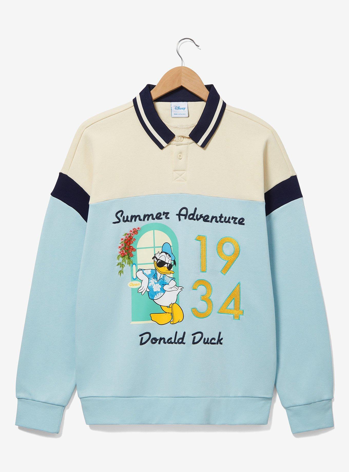 Our Universe Disney Donald Duck 1934 Summer Adventure Women's Collared Crewneck &mdash; BoxLunch Exclusive, MULTI, hi-res