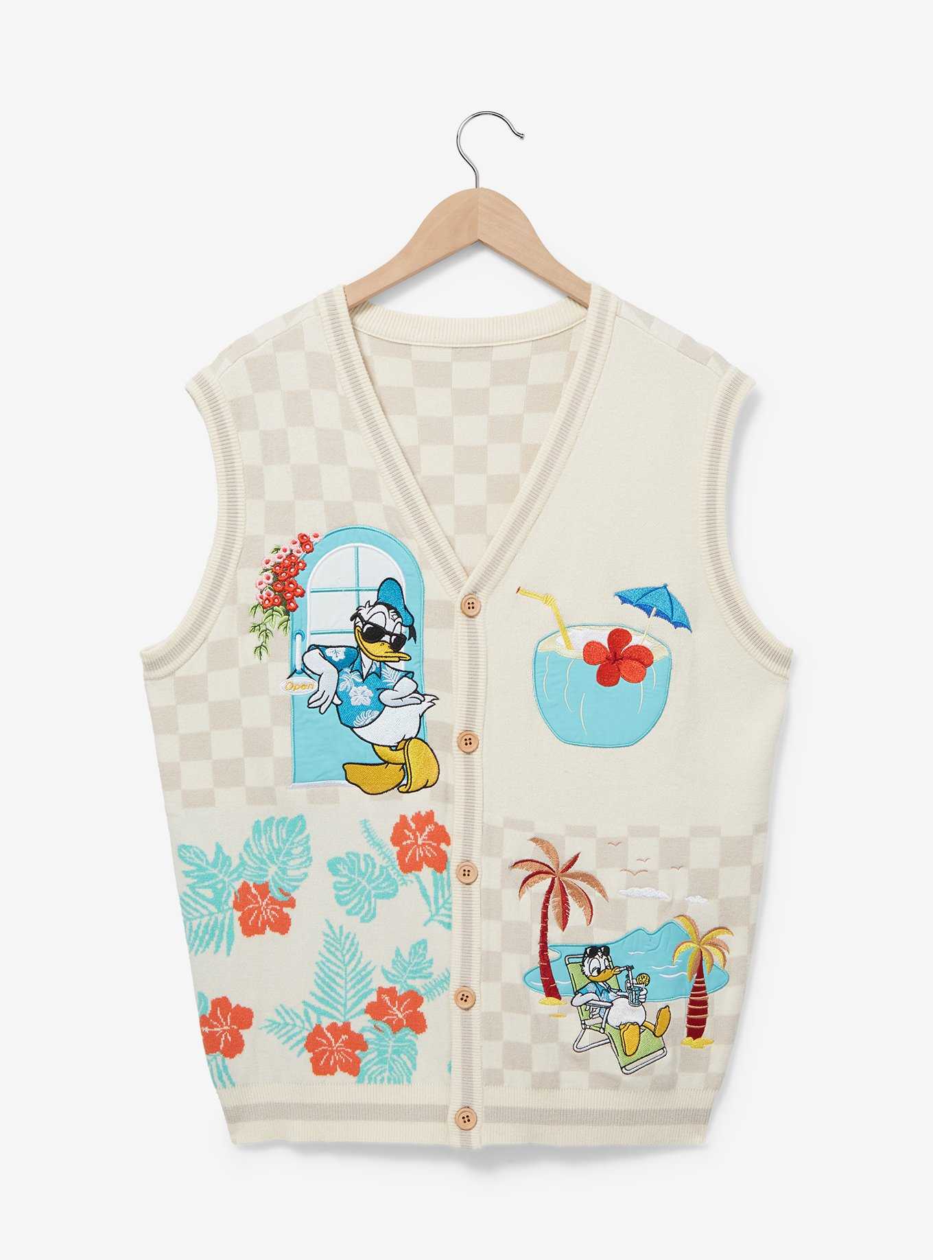 Our Universe Disney Donald Duck Beach Checkered Sweater Vest - BoxLunch Exclusive, , hi-res