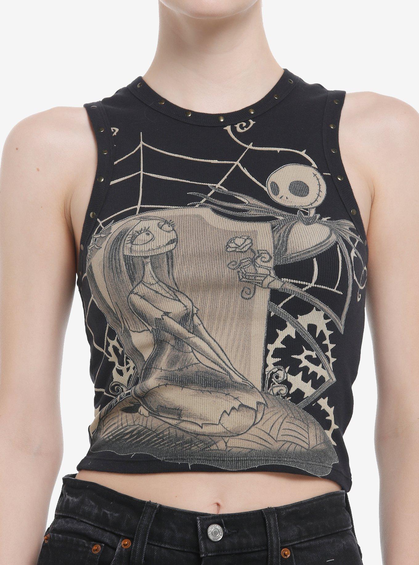 The Nightmare Before Jack & Sally Tonal Ribbed Crop Tank Top, MULTI, hi-res