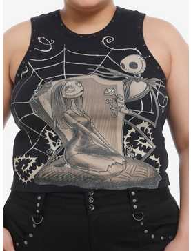 The Nightmare Before Jack & Sally Tonal Ribbed Crop Tank Top Plus Size, , hi-res