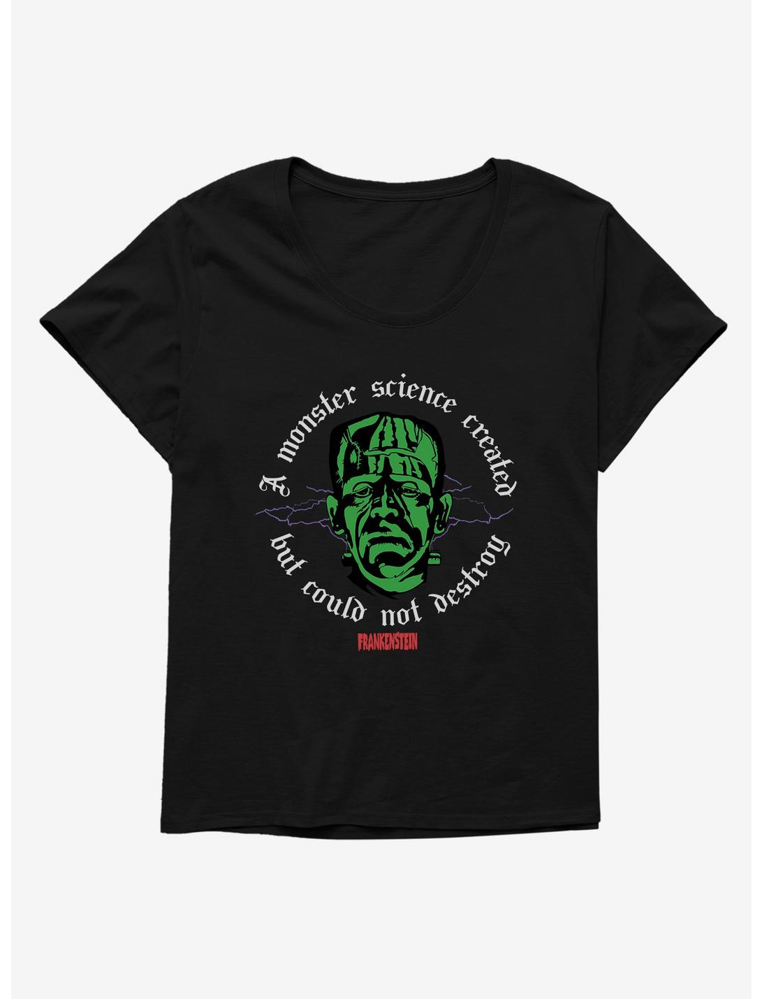Universal Monsters Frankenstein A Monster Science Womens T-Shirt Plus Size, BLACK, hi-res