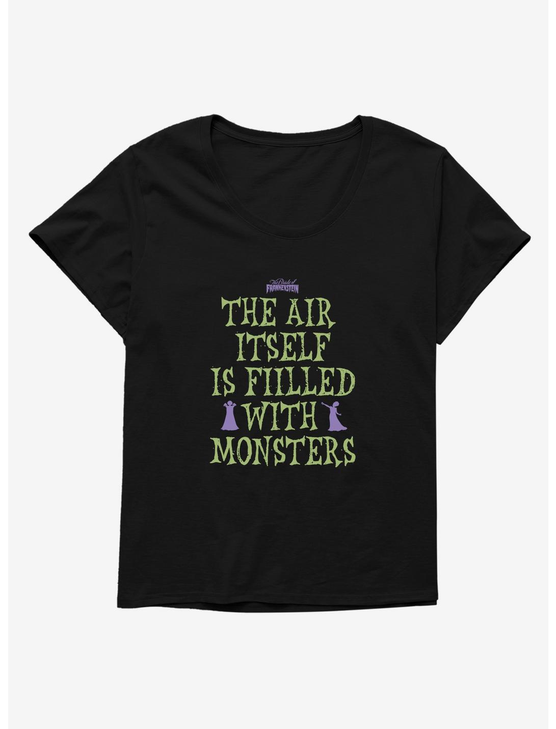 Bride Of Frankenstein Air Filled With Monsters Womens T-Shirt Plus Size, BLACK, hi-res