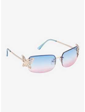 Blue & Pink Ombre Butterfly Sunglasses, , hi-res