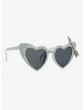 White Bling Arrow Heart Sunglasses, , hi-res