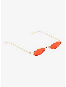 Narrow Red Oval Sunglasses, , hi-res