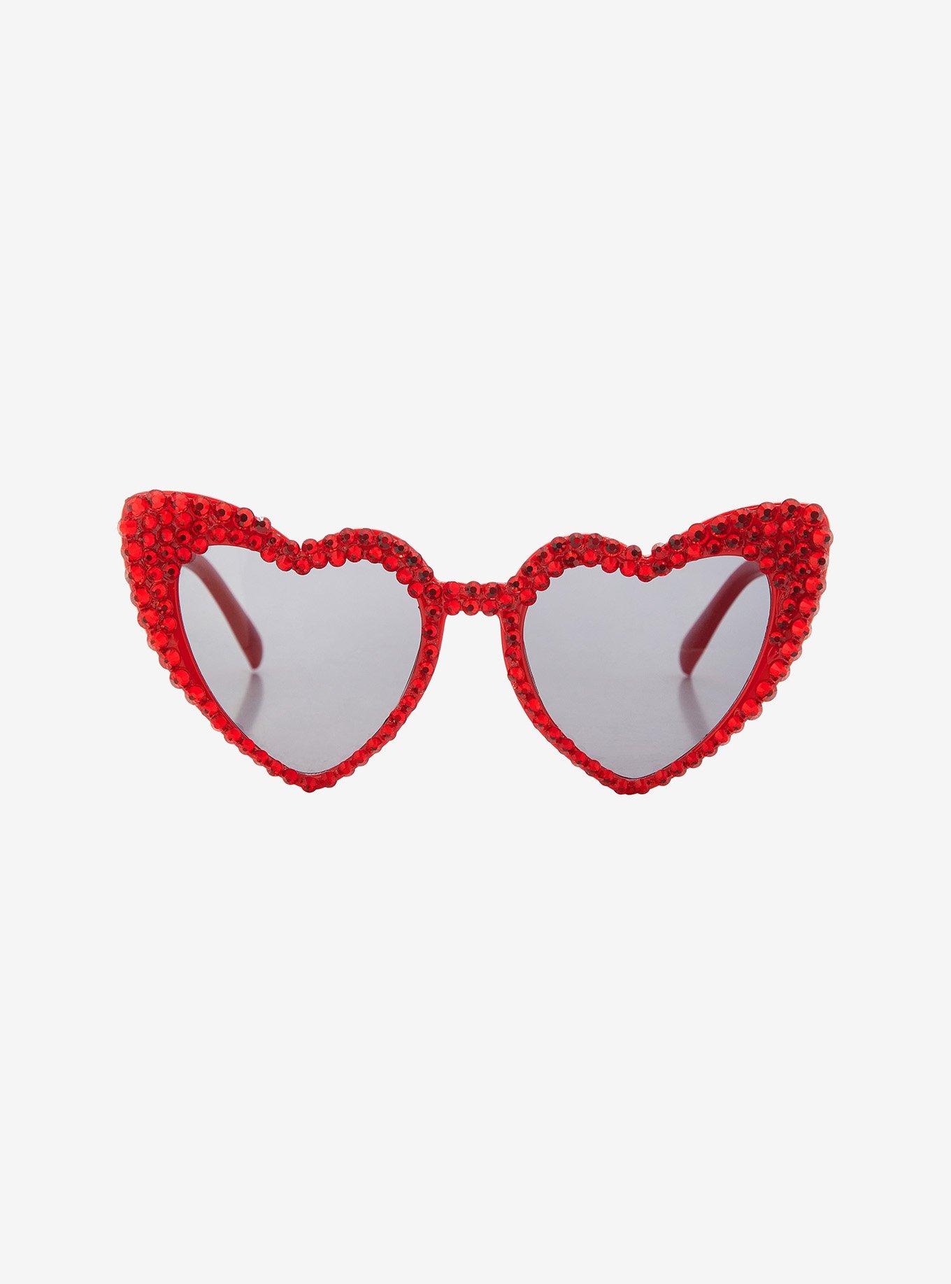 Red Bling Heart Sunglasses, , hi-res