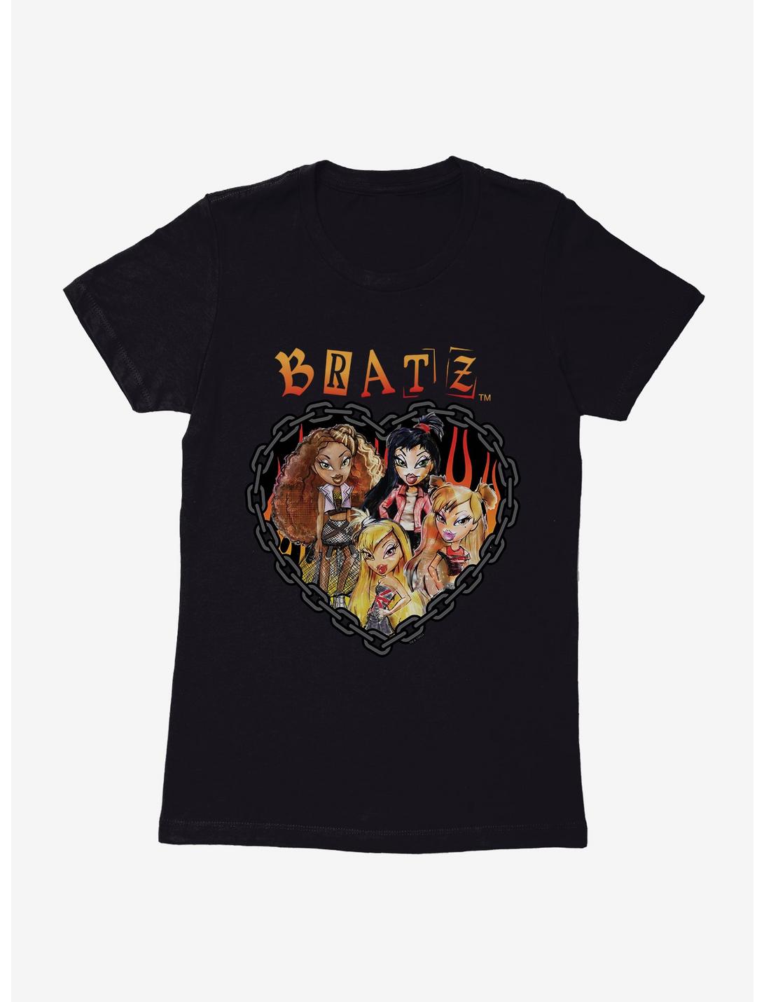 Bratz Flame Chain Heart Womens T-Shirt, BLACK, hi-res