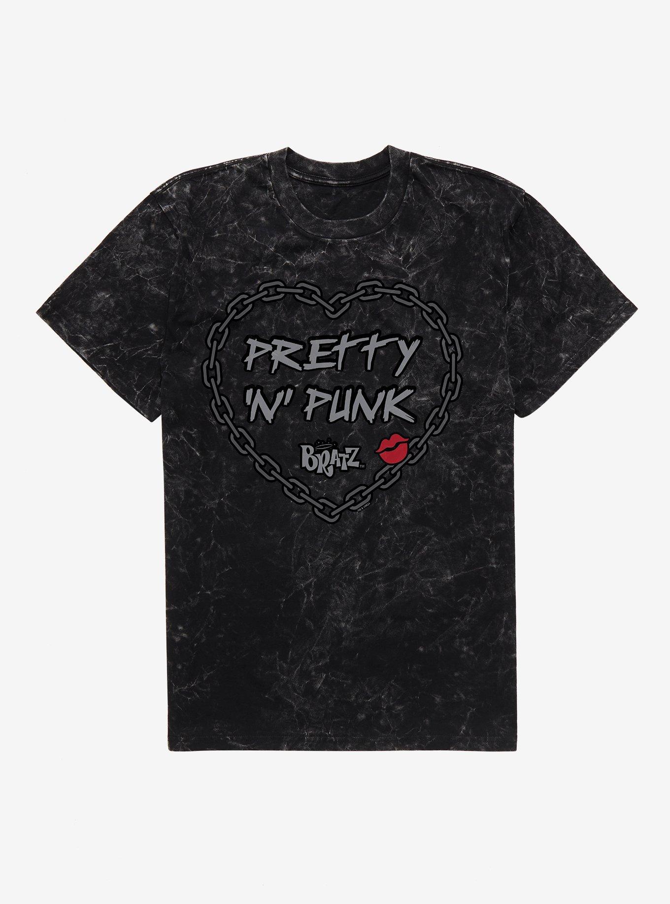 Bratz Pretty N Punk Chain Heart Mineral Wash T-Shirt, BLACK MINERAL WASH, hi-res