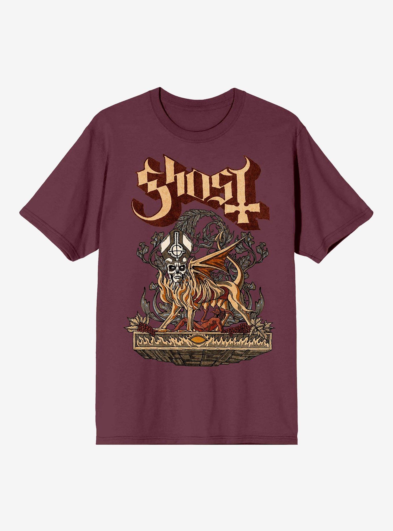 Ghost Papa Emeritus Demon Flames Boyfriend Fit Girls T-Shirt, , hi-res