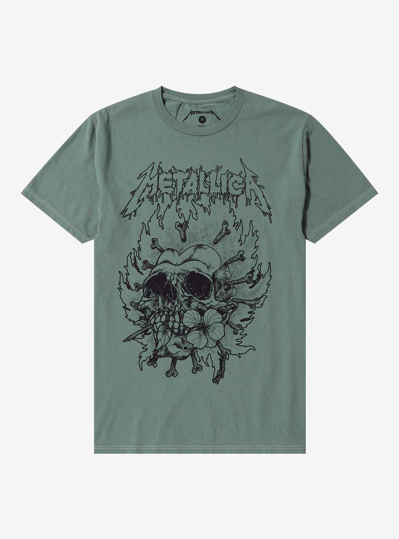Metallica Skull Flower Girls T-Shirt, SAGE GREEN, hi-res