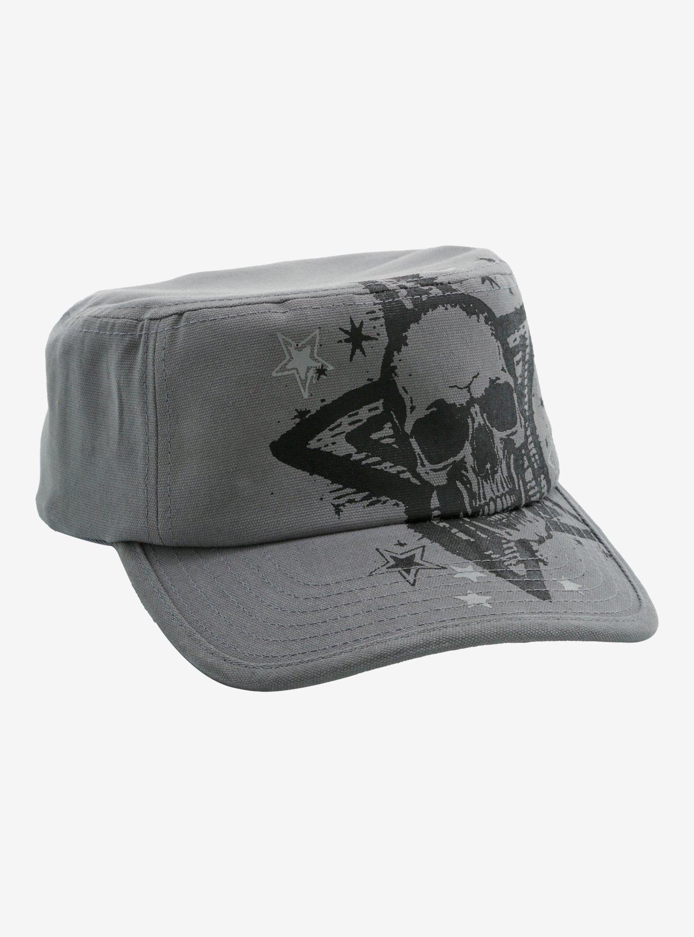 optical star Skullcap No.002 グレー Grey Skull Star Cadet Hat | Hot Topic