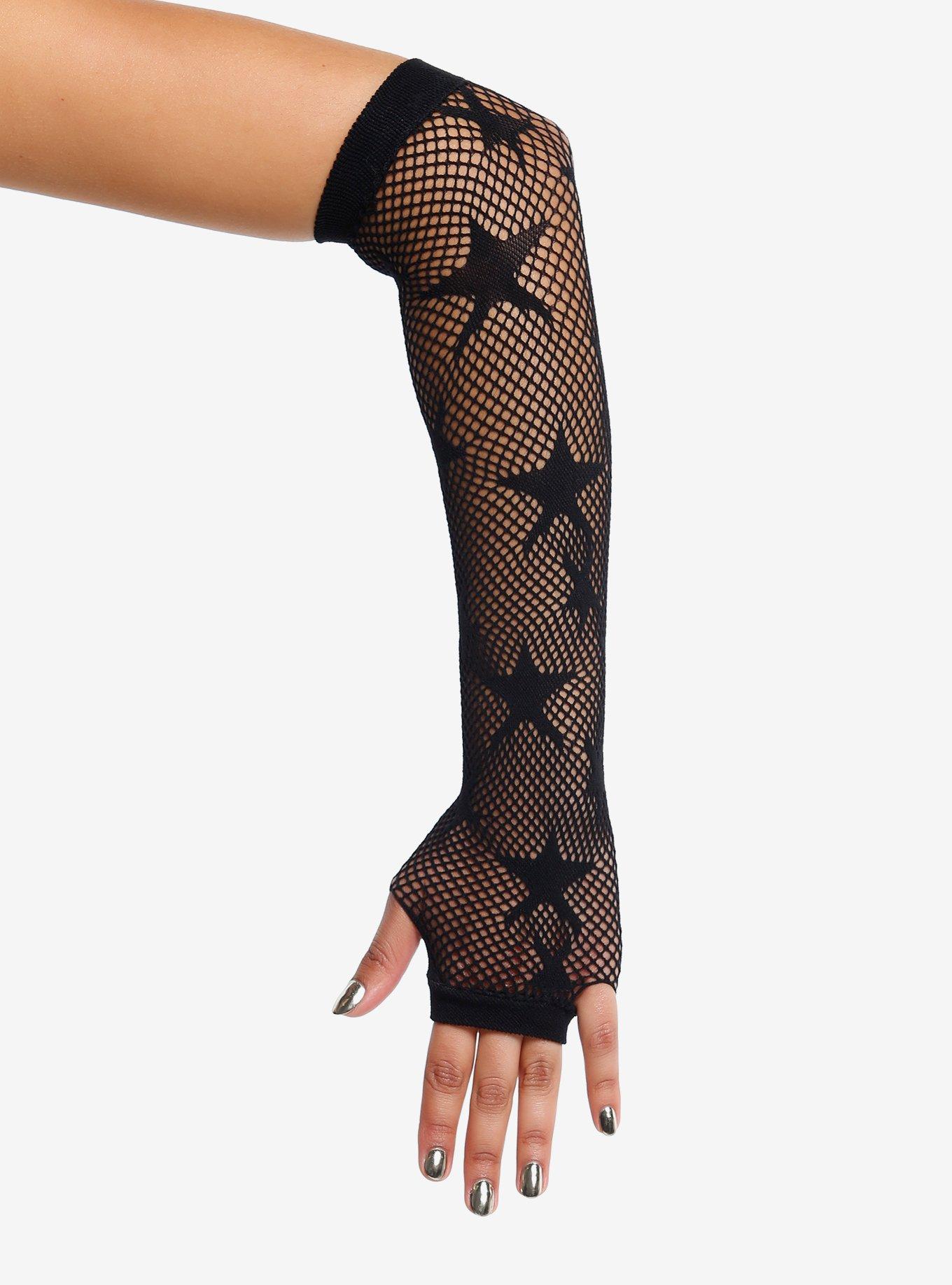 Hot Topic Black Star Fishnet Arm Warmers