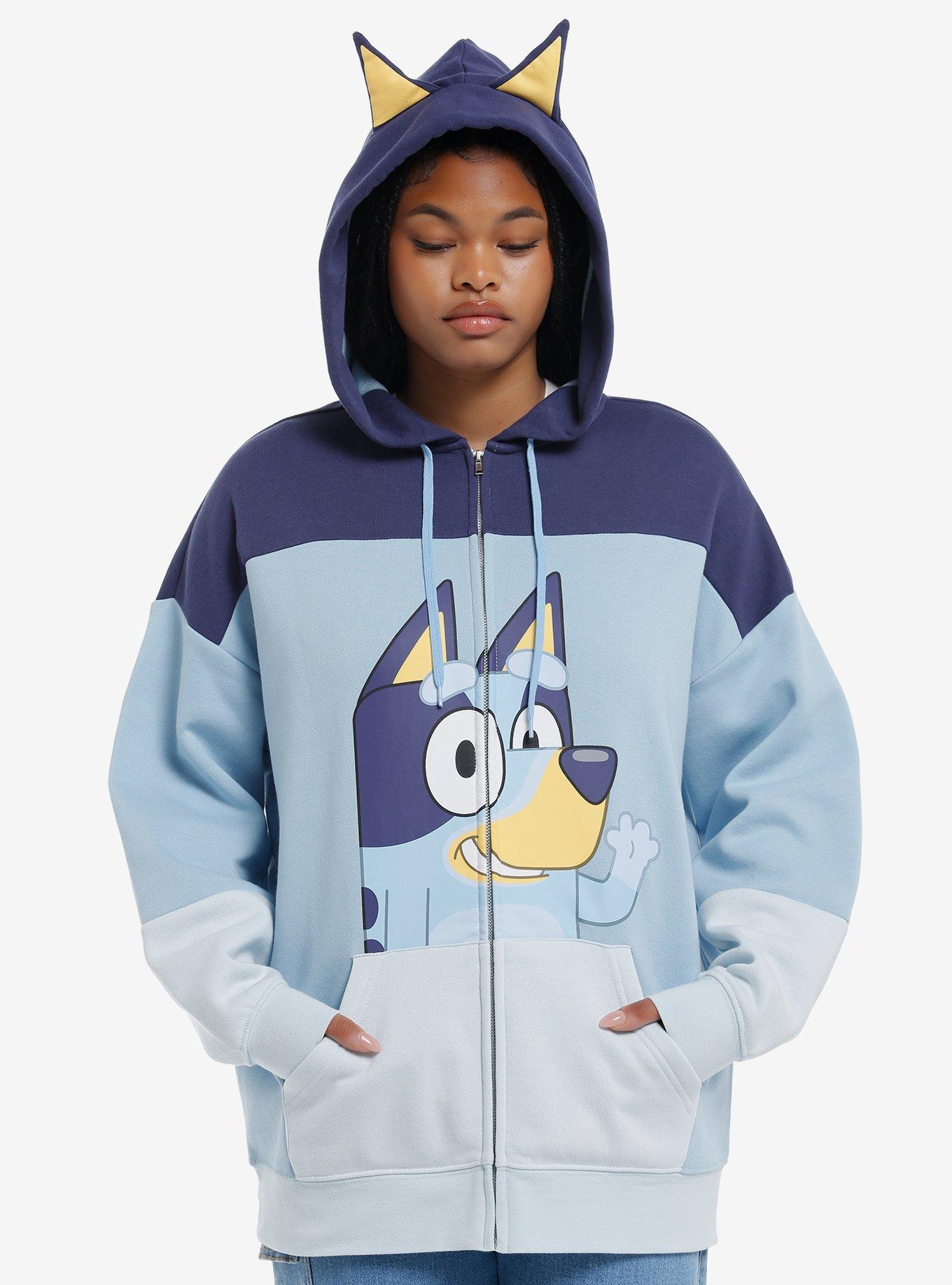 Bluey 3D Ears Color-Block Girls Hoodie | Hot Topic