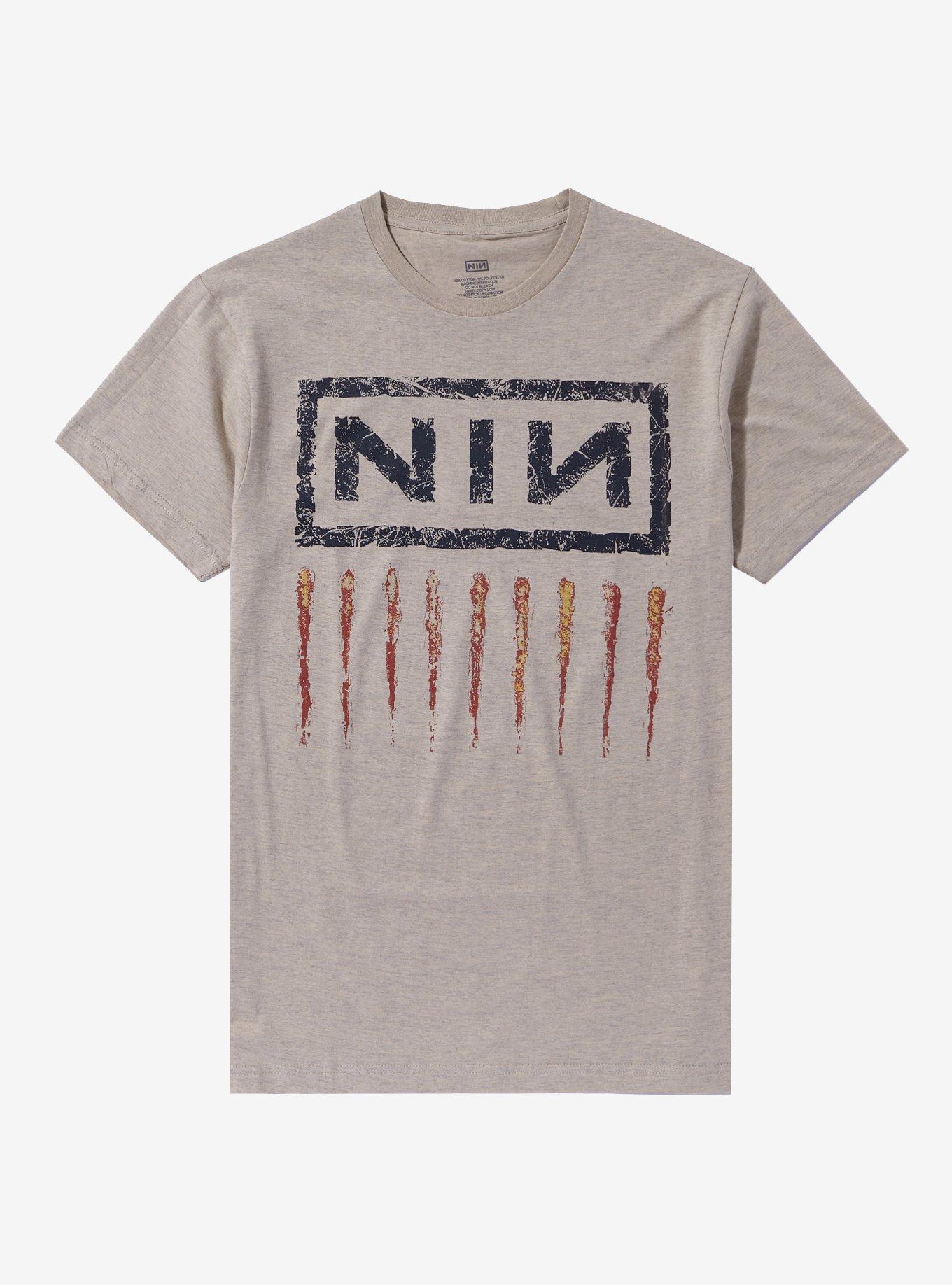 Nine Inch Nails Scratch Marks Heather Oatmeal Boyfriend Fit Girls T-Shirt, OATMEAL, hi-res