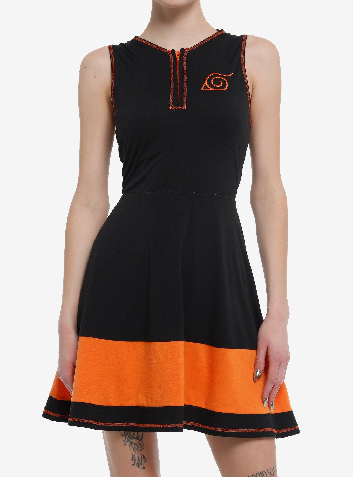 Naruto Shippuden Hidden Leaf Hooded Dress, ORANGE, hi-res