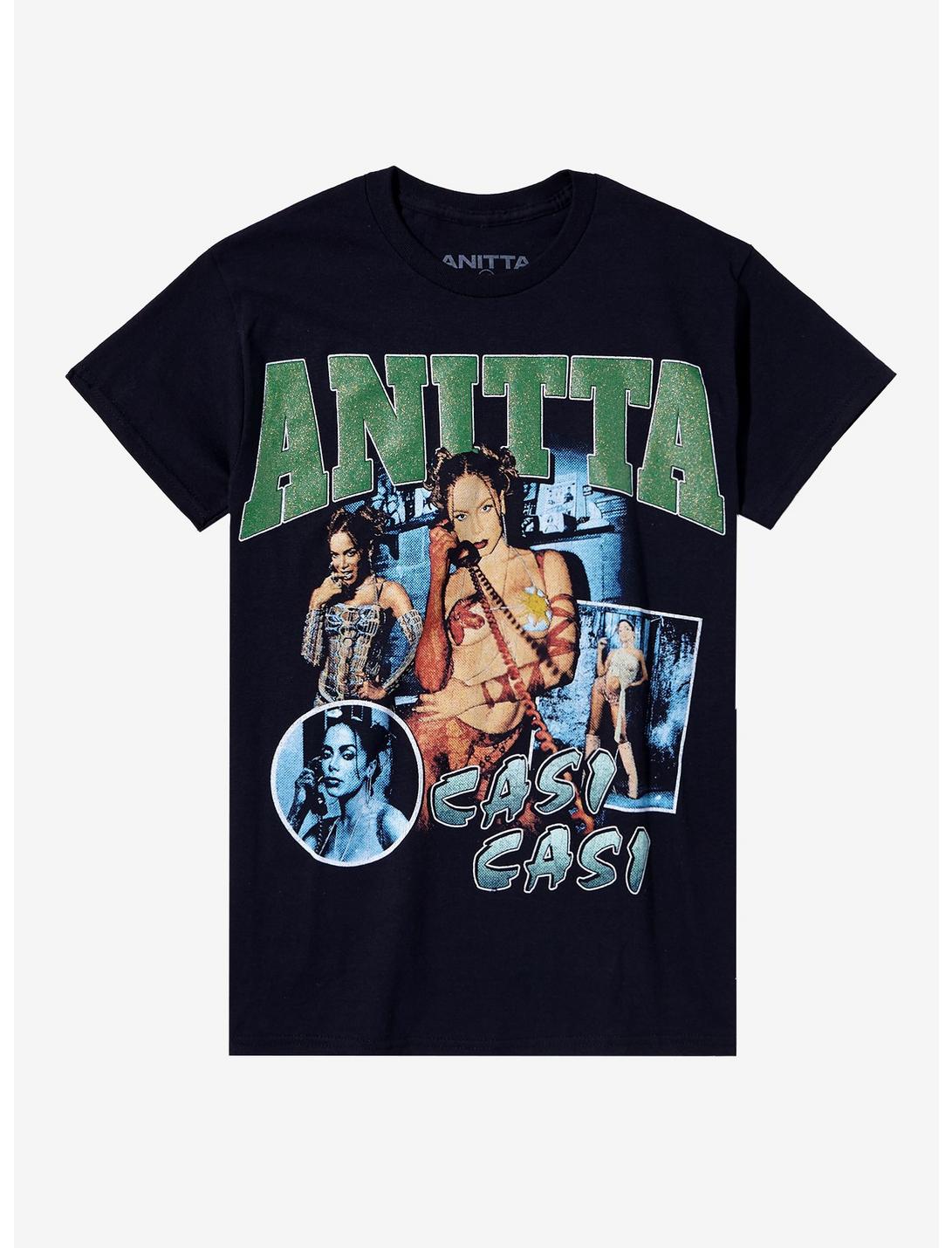 Anitta Photo Collage Glitter Logo Boyfriend Fit Girls T-Shirt, BLACK, hi-res
