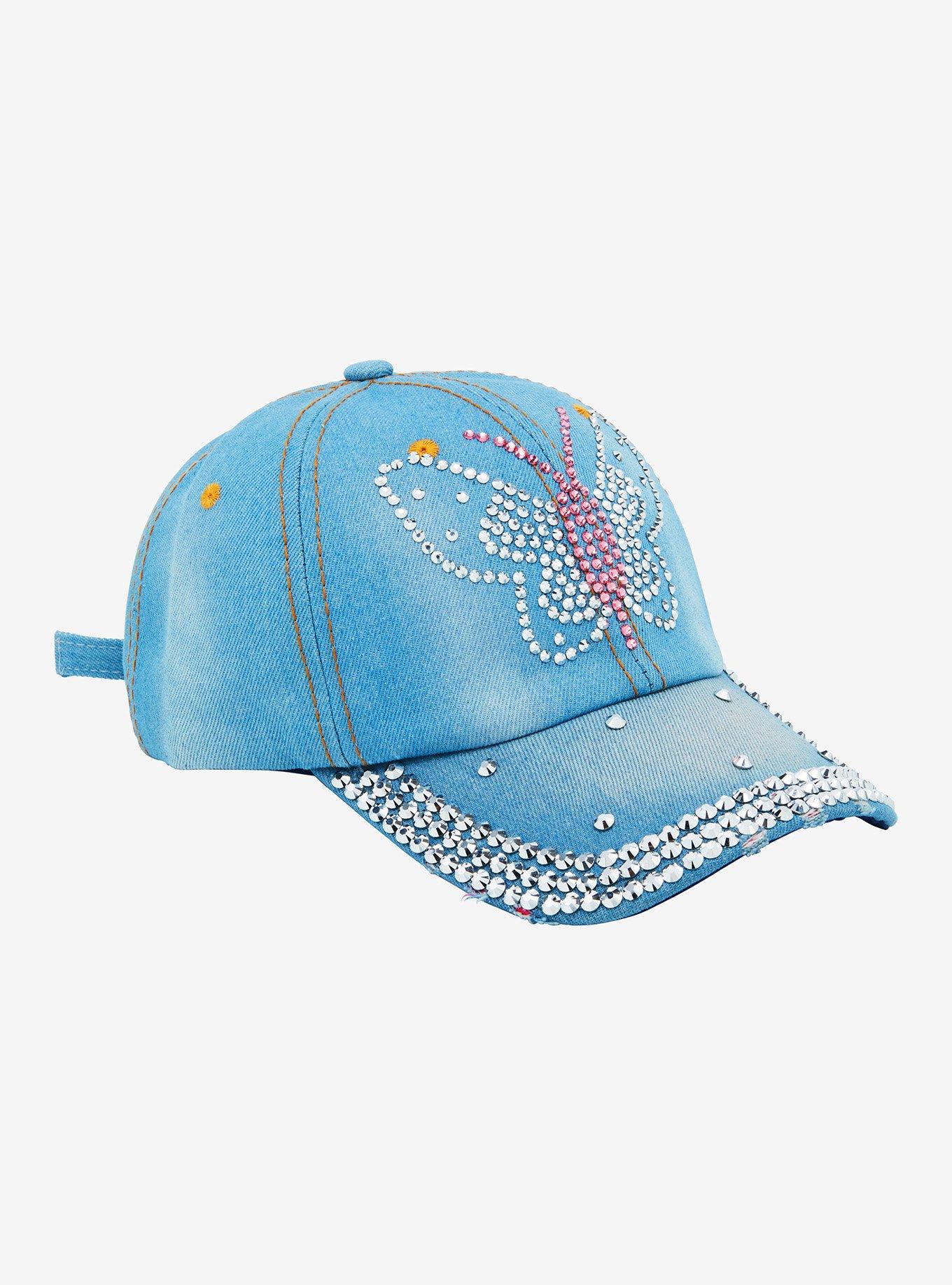 Bling Butterfly Denim Dad Cap, , hi-res