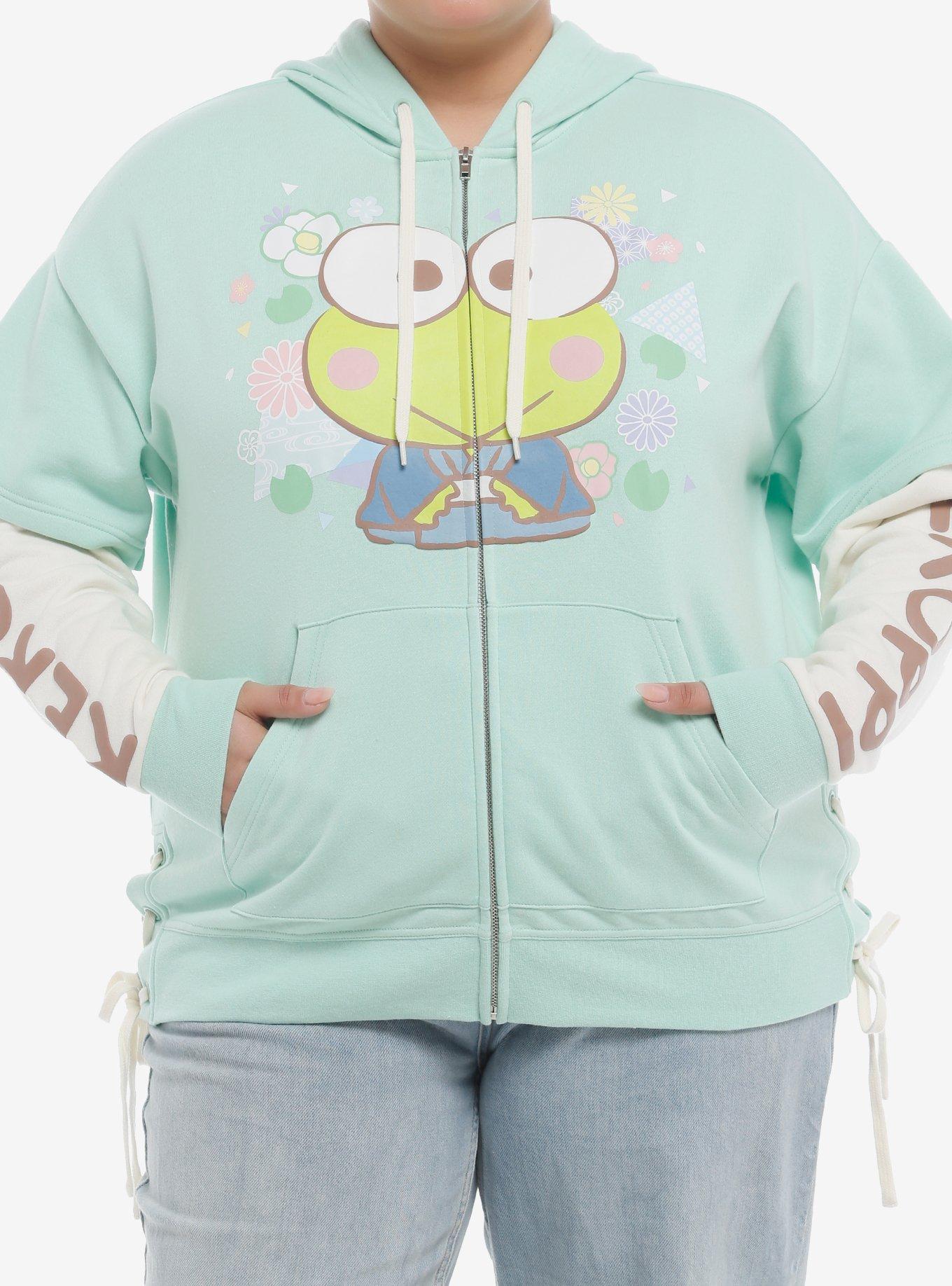 Keroppi Wagara Pastel Twofer Girls Hoodie Plus Size, , hi-res