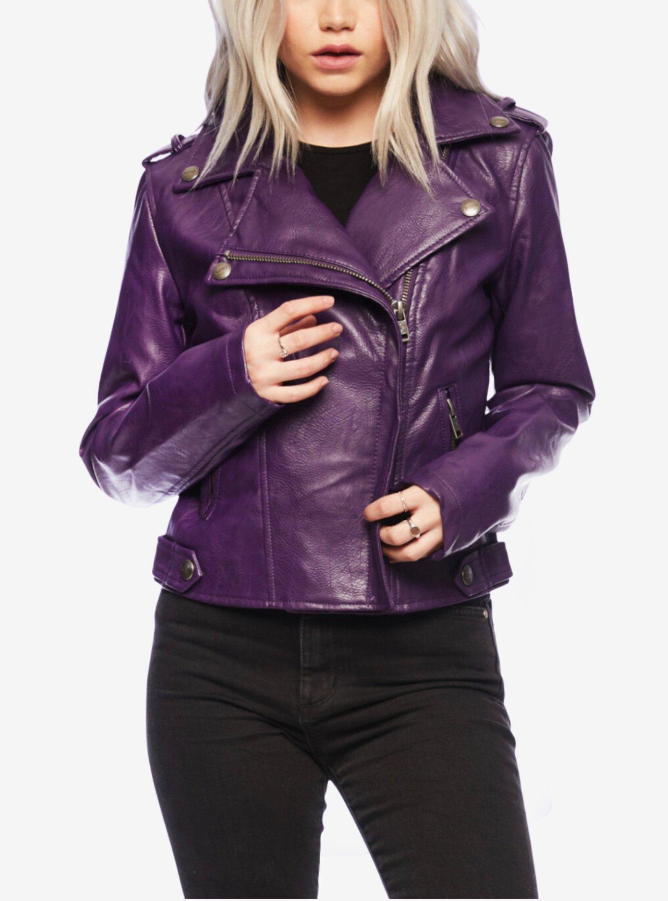 Purple moto jacket women's best sale