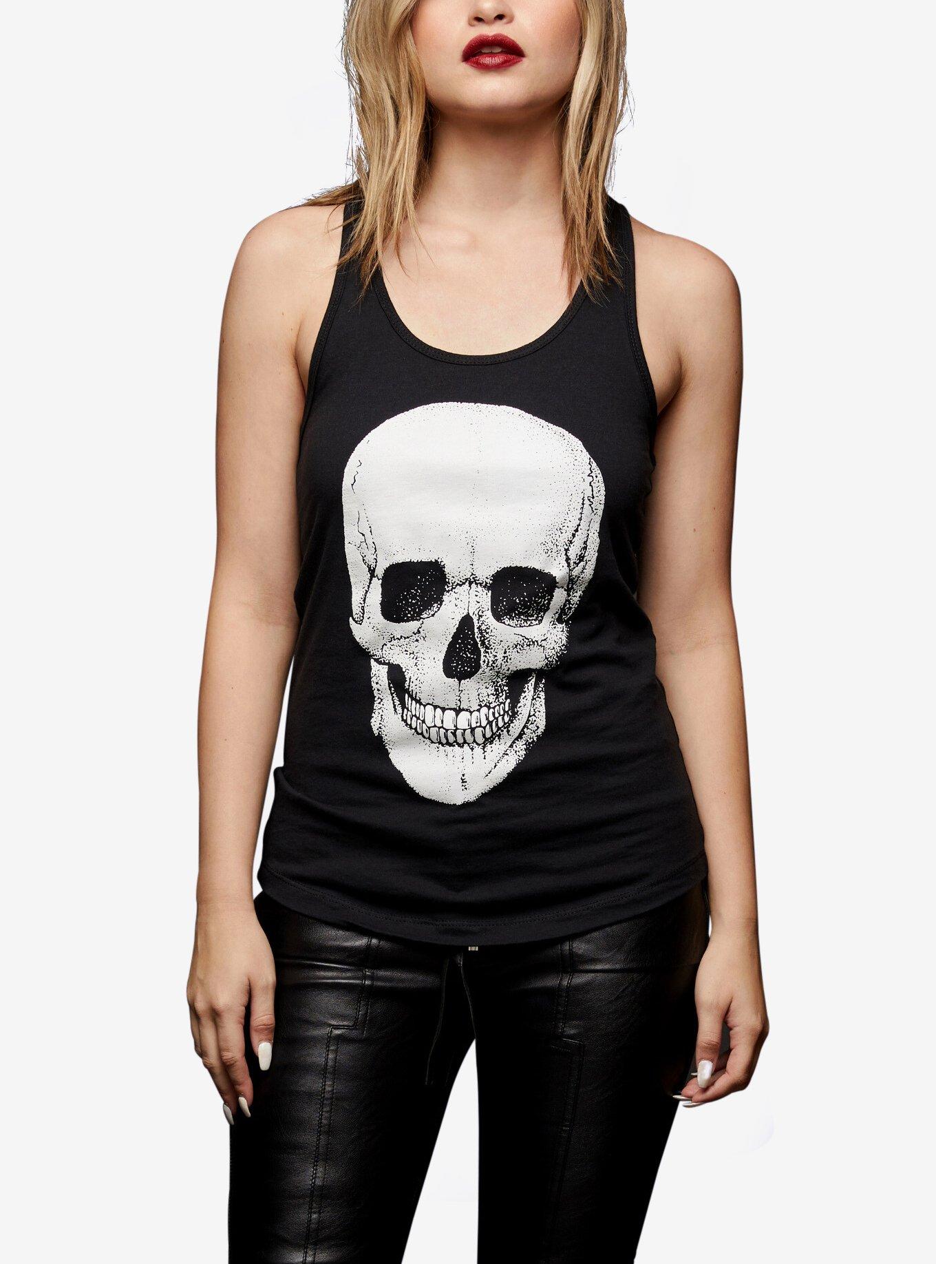 Black skull store tank top