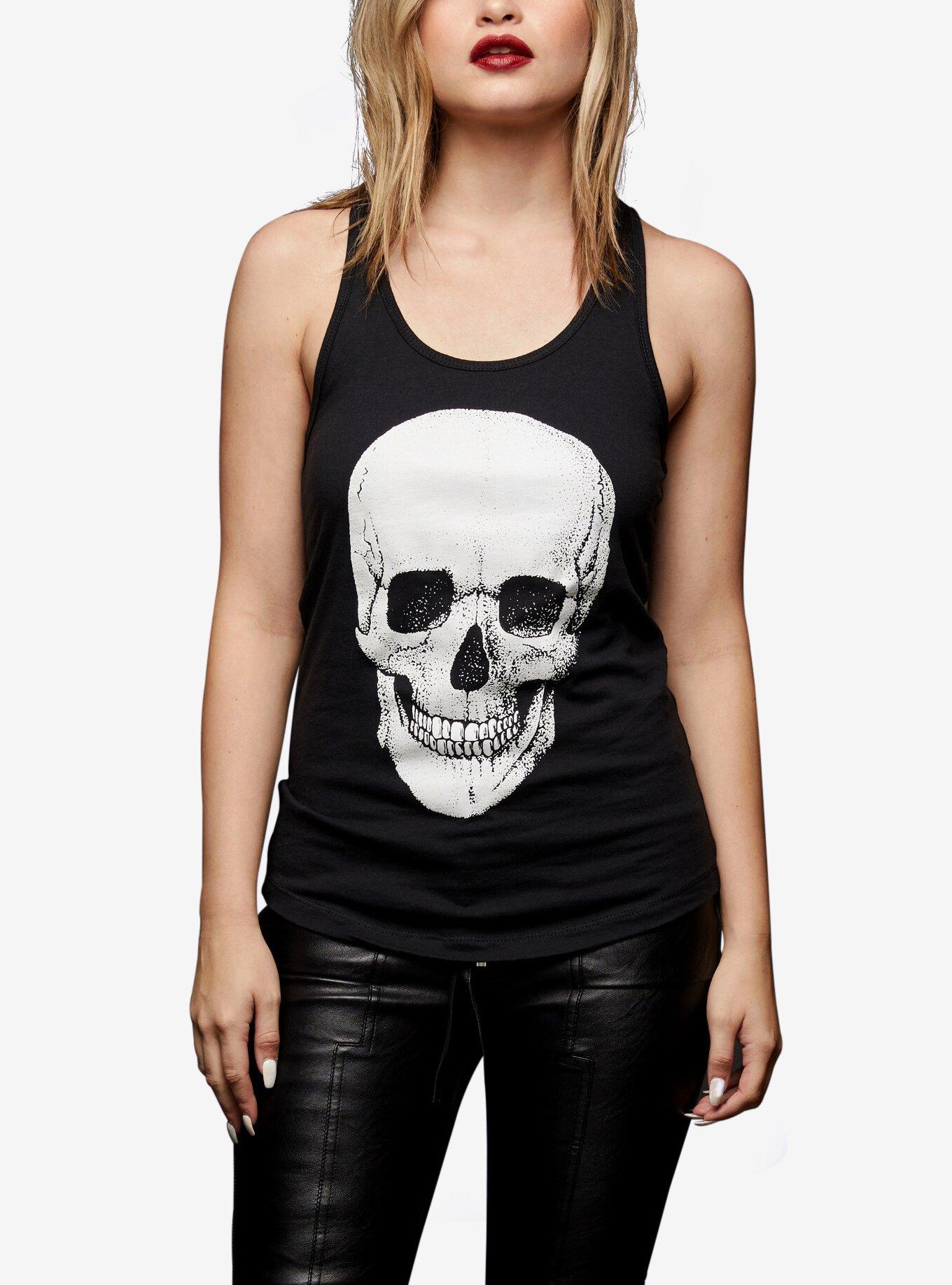 Goth Ladies Skull Girls Tank Top, BLACK, hi-res