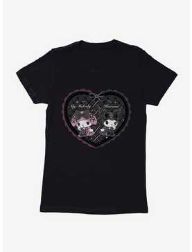My Melody & Kuromi Black Lacey Heart Womens T-Shirt, , hi-res