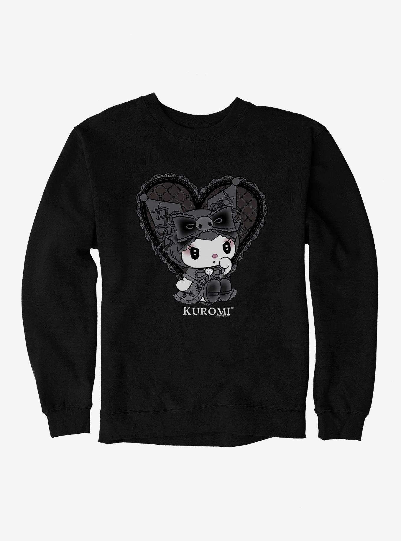 Kuromi Lacey Black Heart Sweatshirt, BLACK, hi-res