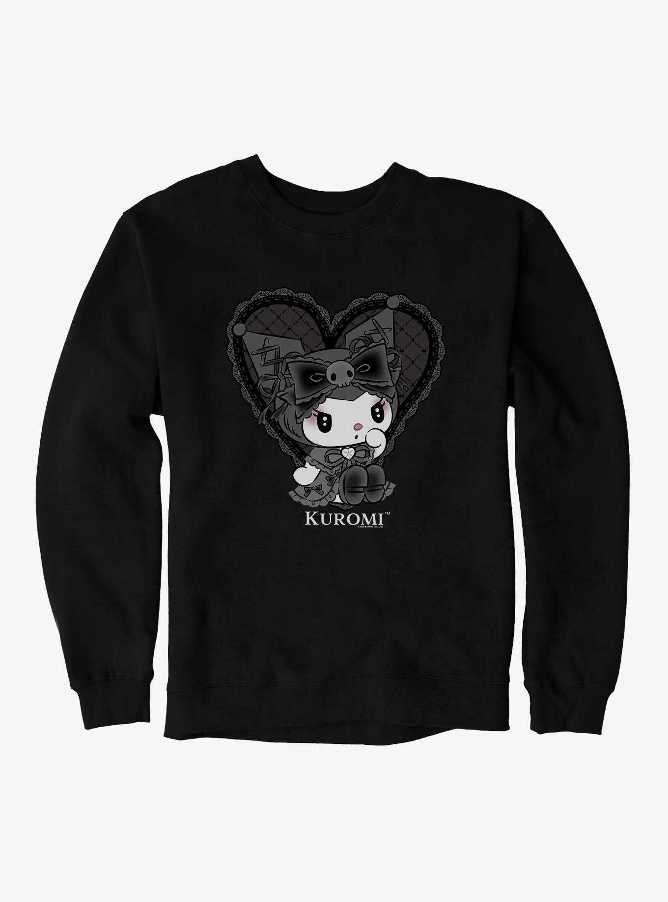 Kuromi Lacey Black Heart Sweatshirt, , hi-res