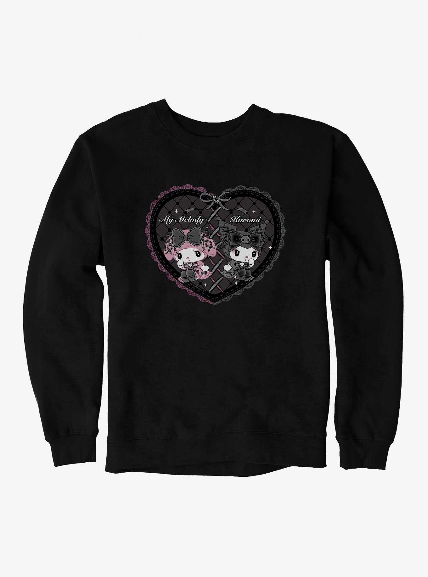 My Melody & Kuromi Black Lacey Heart Sweatshirt, , hi-res
