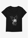 Kuromi Lacey Black Heart Womens T-Shirt Plus Size, BLACK, hi-res