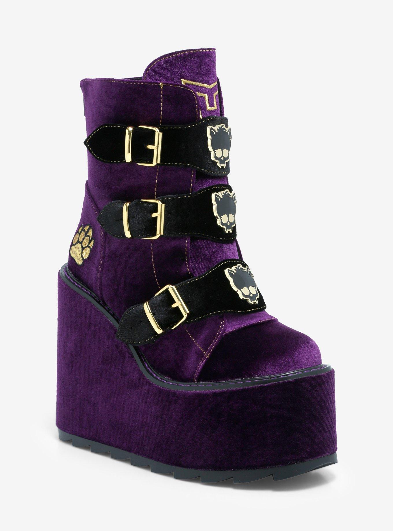 YRU Monster High Clawdeen Dune Lo Velvet Platform Boots, MULTI, hi-res