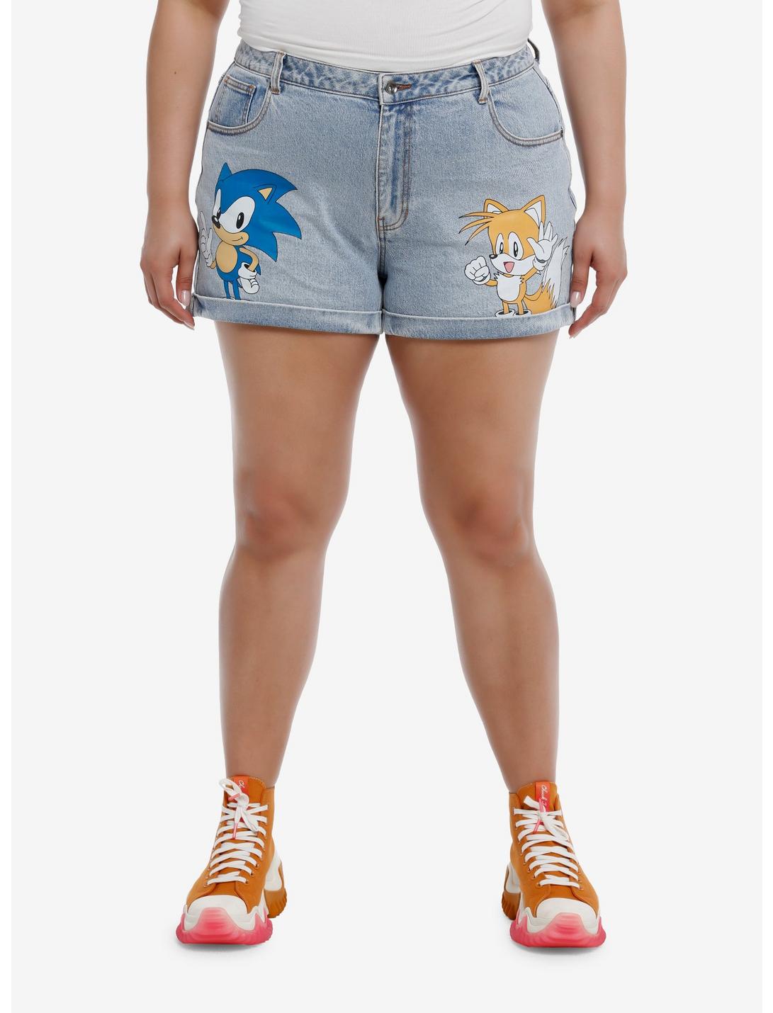 Sonic The Hedgehog Sonic & Tails Mom Shorts Plus Size, MULTI, hi-res