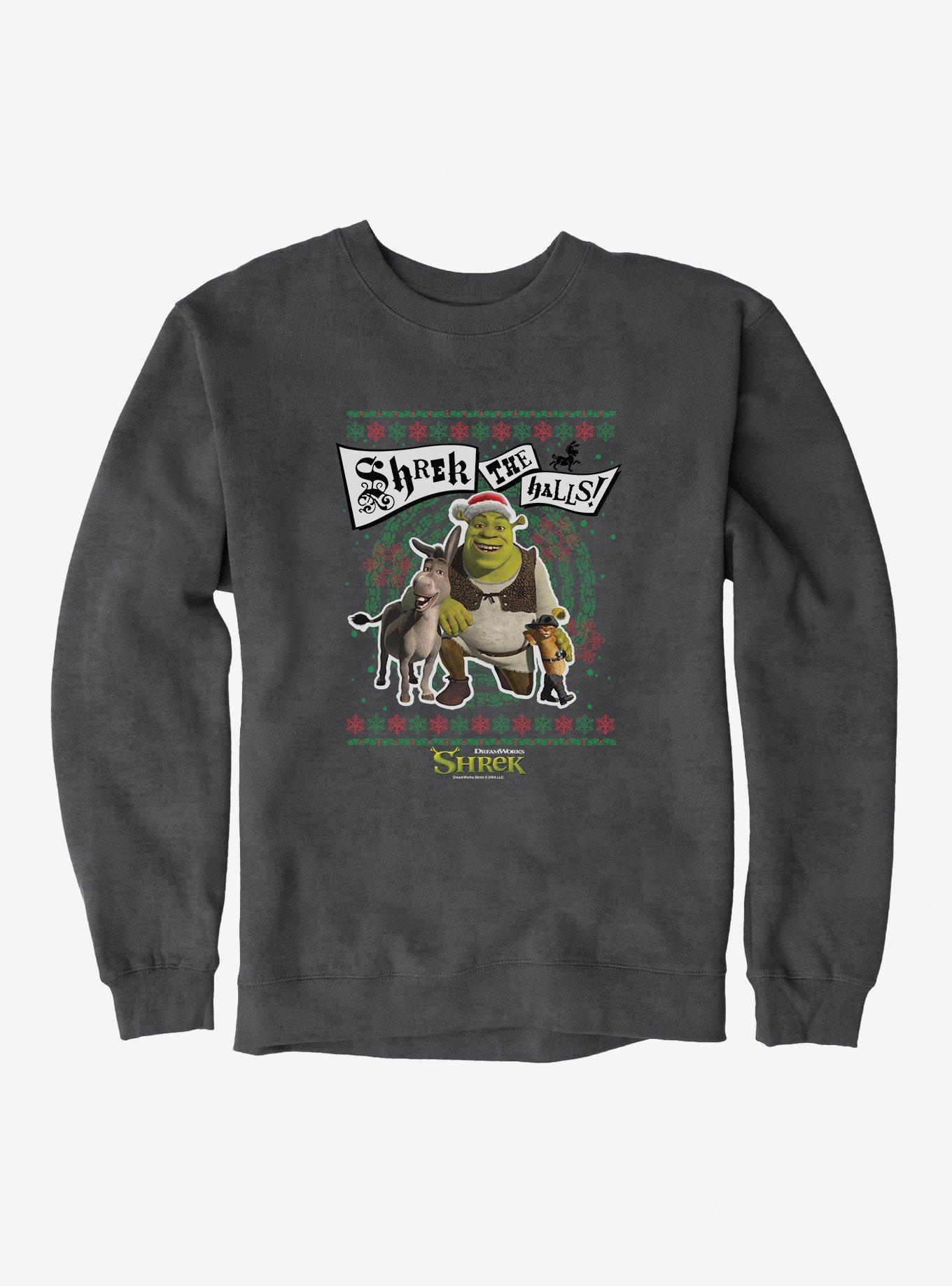 Shrek Shrek The Halls! Group Ugly Christmas Sweater Sweatshirt, CHARCOAL HEATHER, hi-res