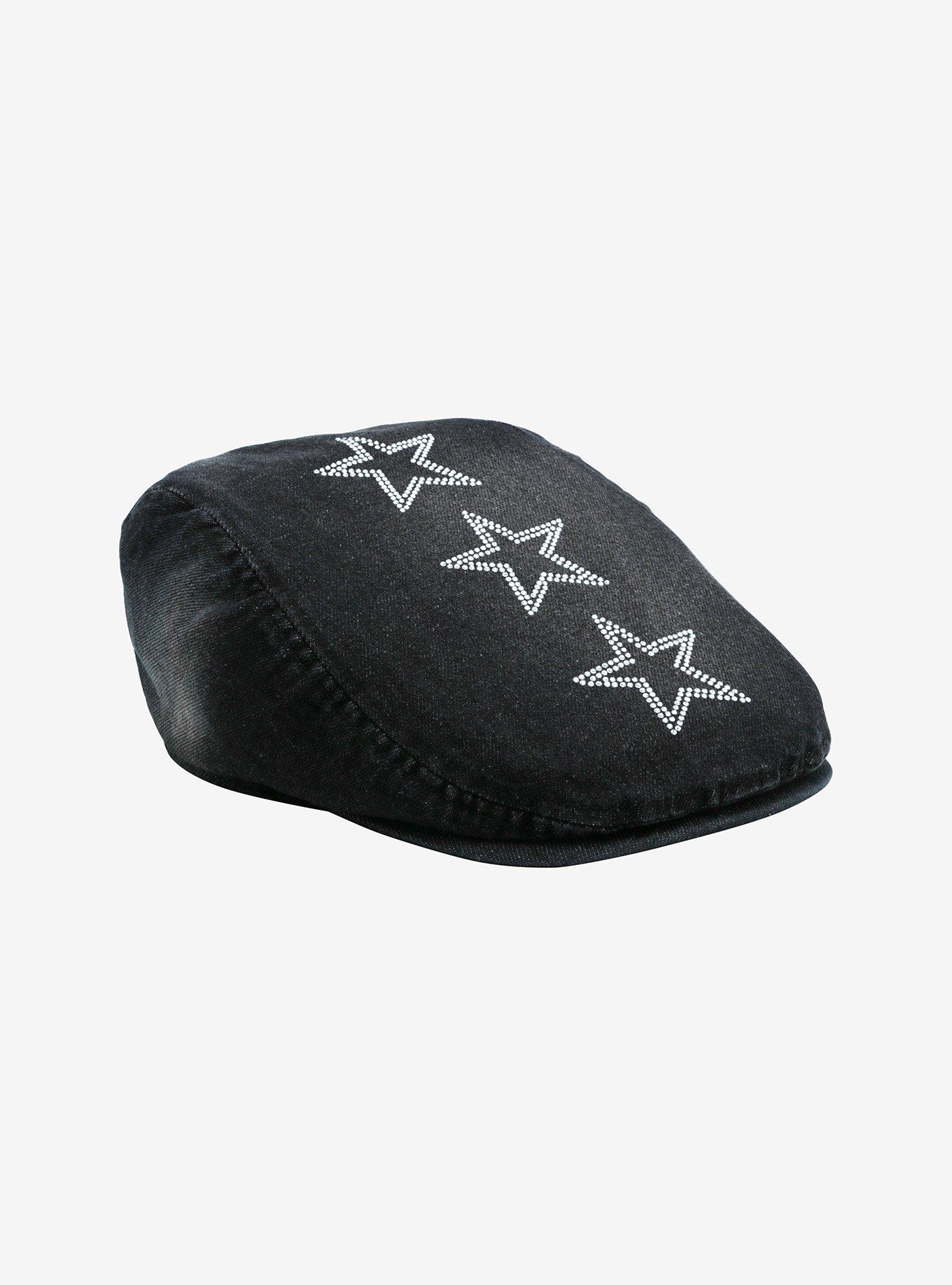 Rhinestone Stars Flat Newsboy Cap, , hi-res