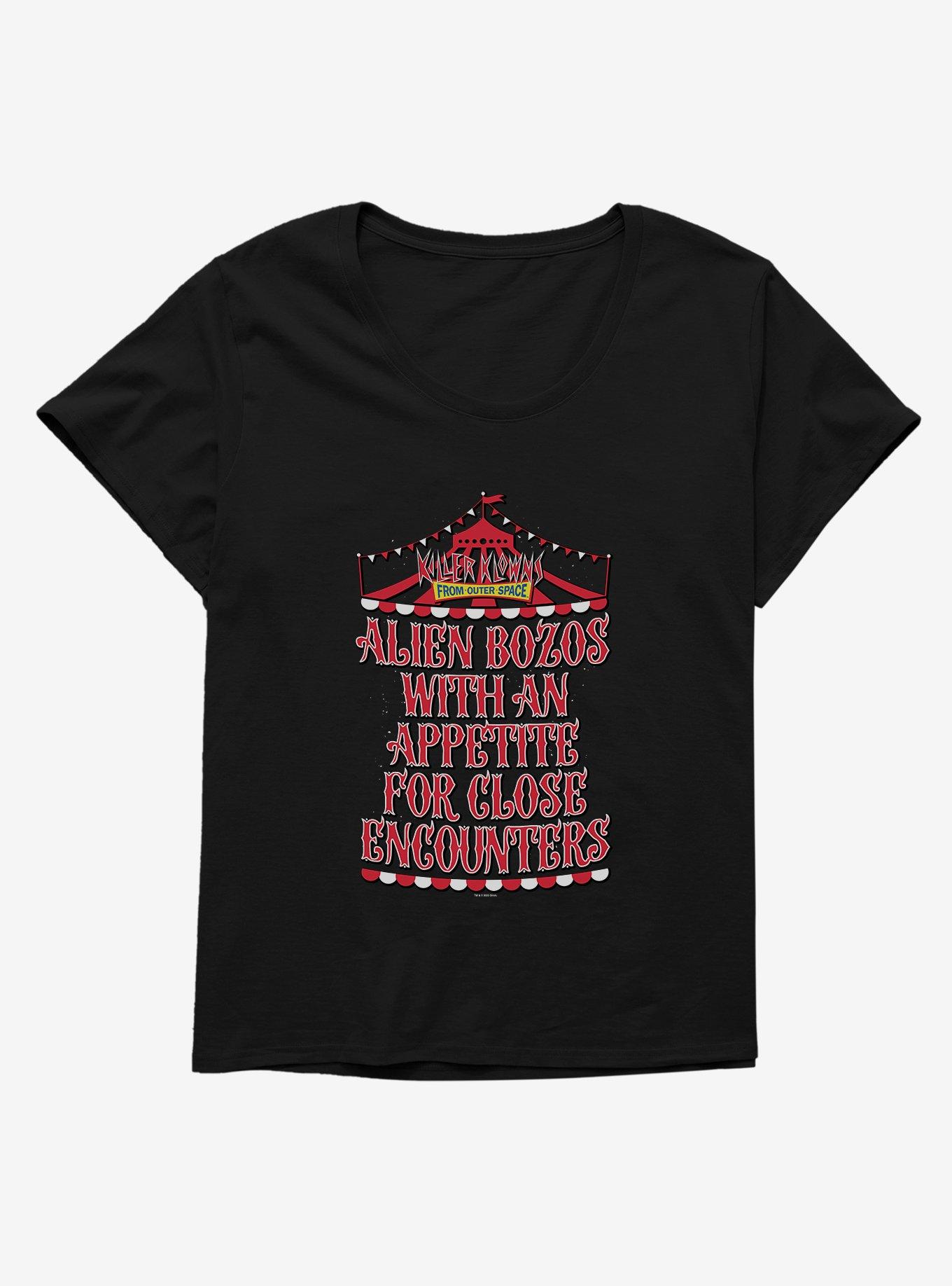 Killer Klowns From Outer Space Alien Bozos With An Apetite For Close Encounters Girls T-Shirt Plus Size, BLACK, hi-res