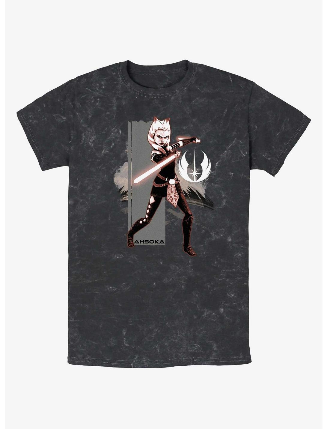Star Wars Ahsoka Grey Jedi Mineral Wash T-Shirt, BLACK, hi-res