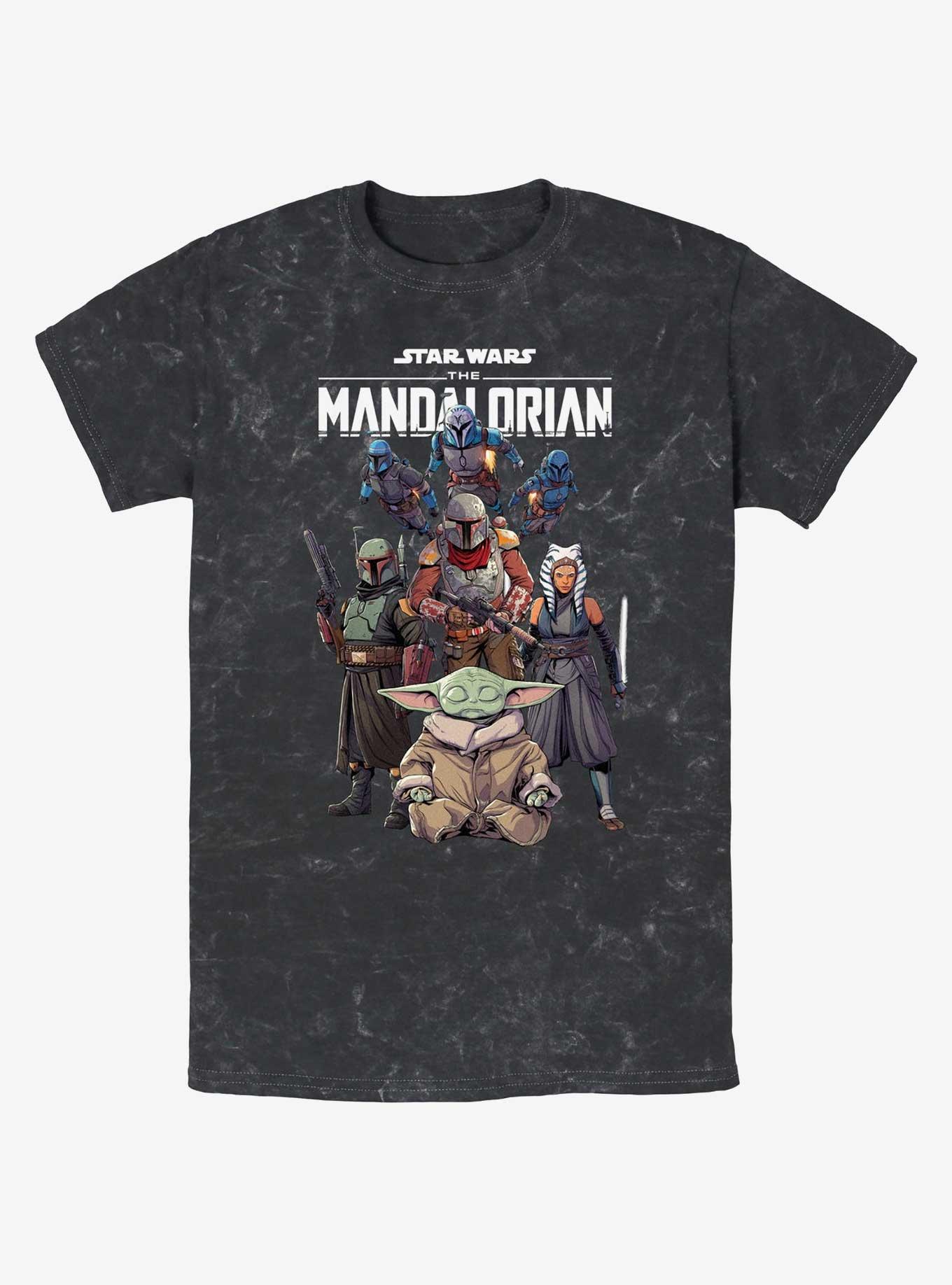 Star Wars Ahsoka Mandalorian Group Mineral Wash T-Shirt, BLACK, hi-res