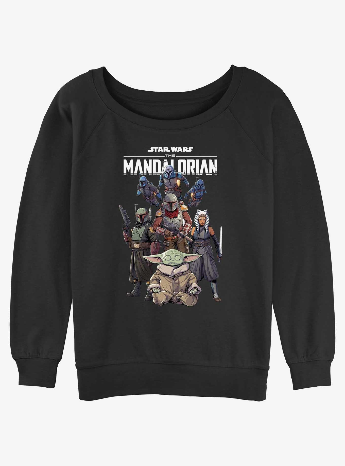 Star Wars Ahsoka Mandalorian Group Womens Slouchy Sweatshirt, BLACK, hi-res