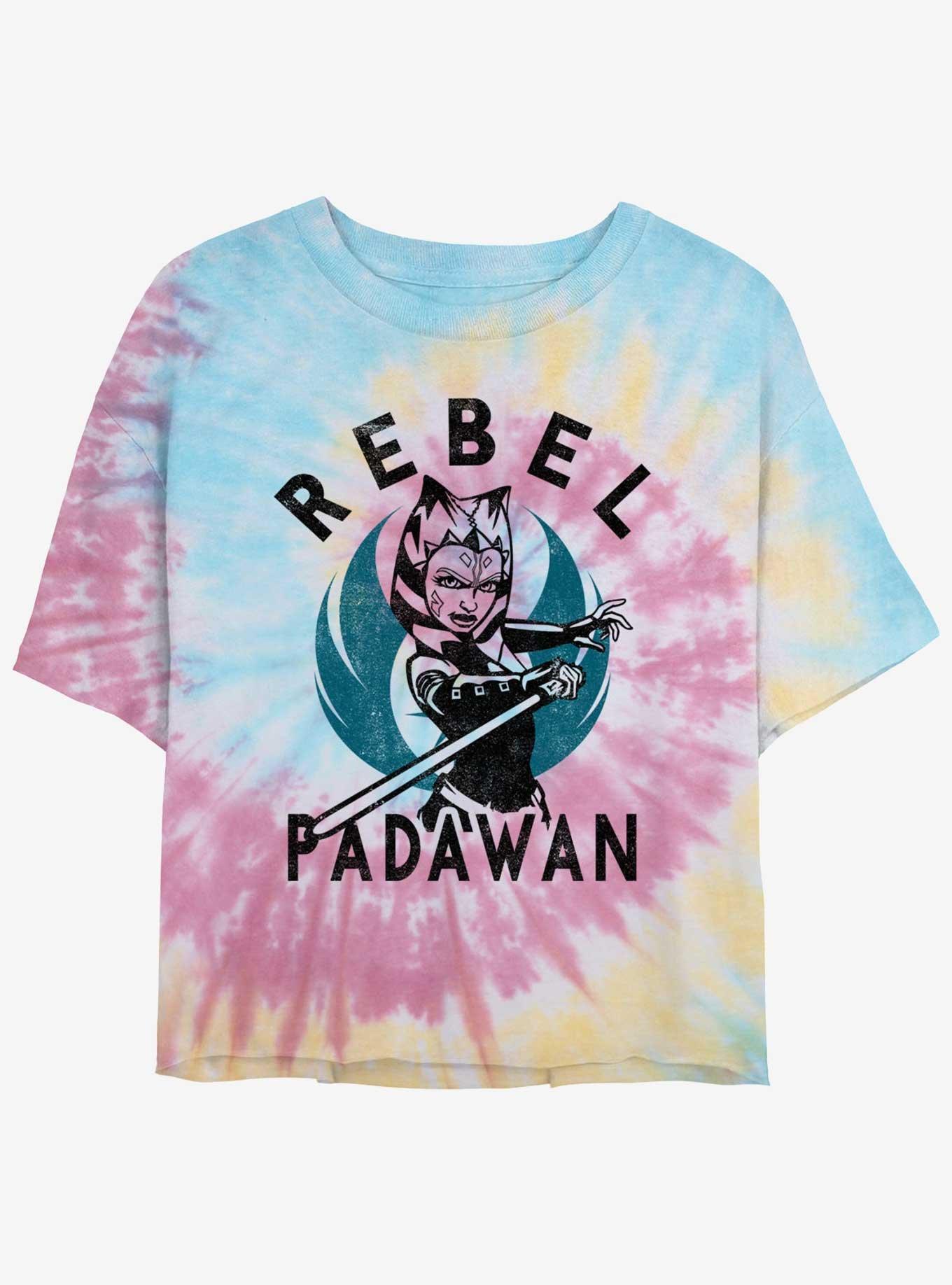 Star Wars Ahsoka Rebel Padawan Womens Tie-Dye Crop T-Shirt, BLUPNKLY, hi-res