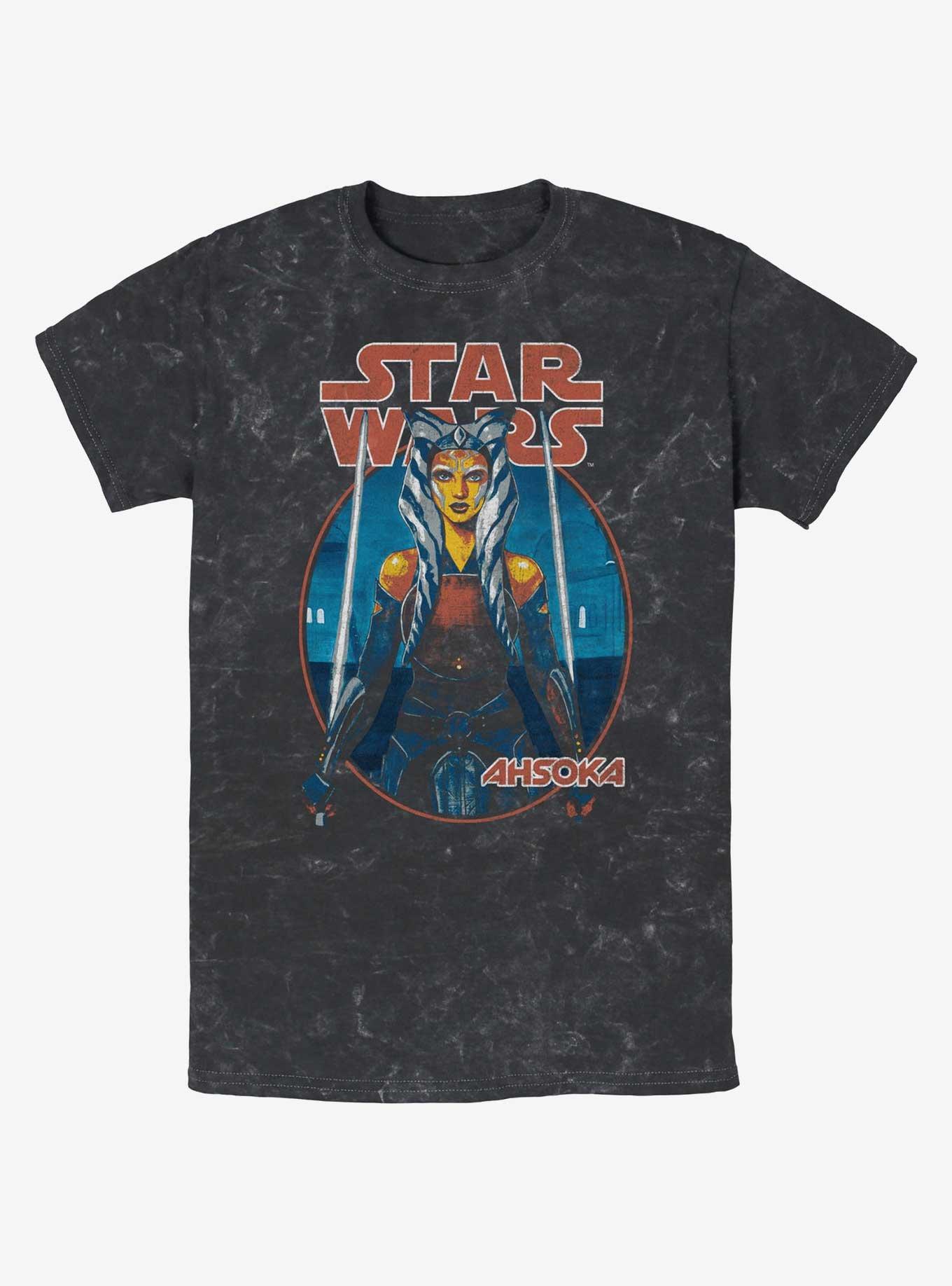 Star Wars Ahsoka Twin Sabers Mineral Wash T-Shirt, BLACK, hi-res