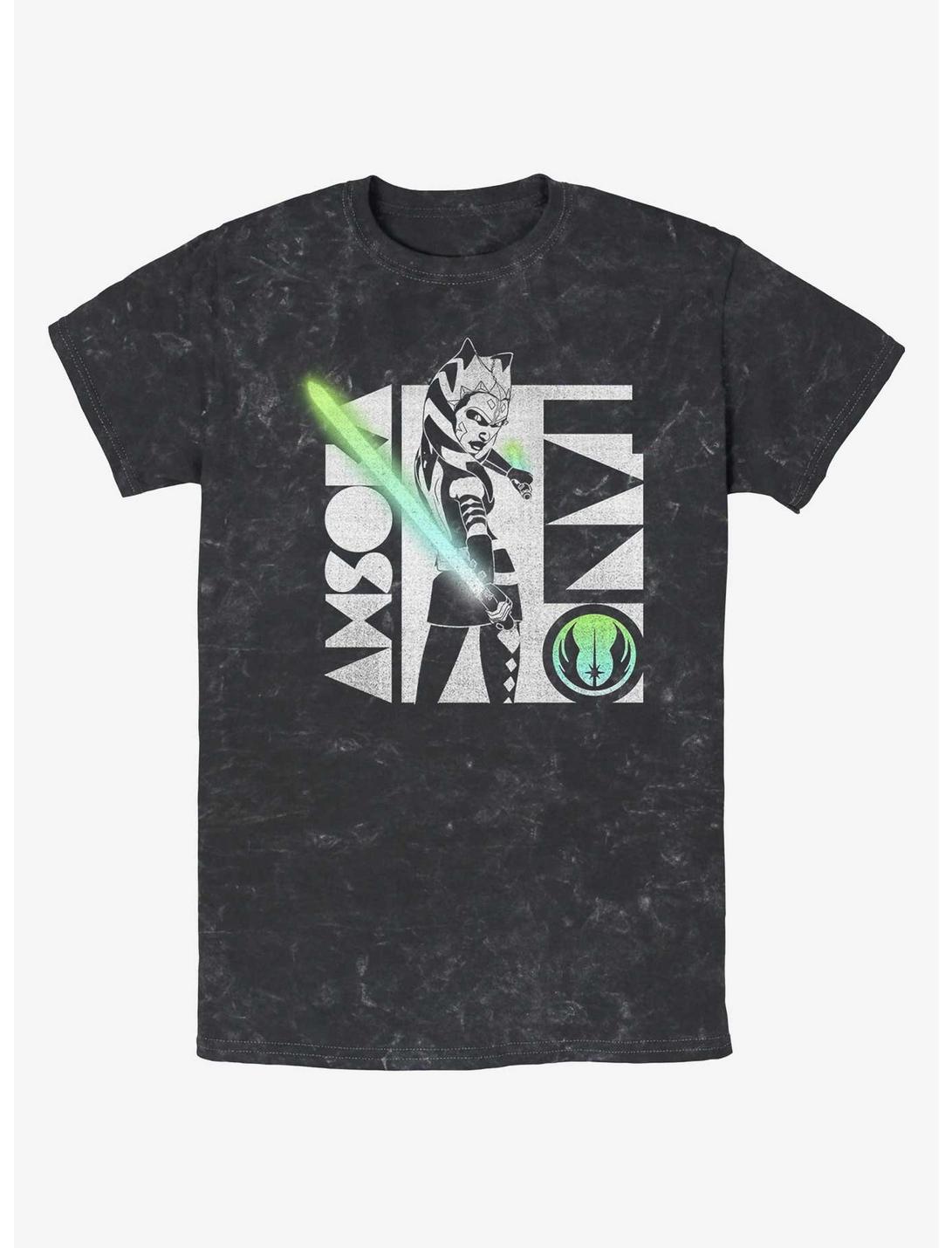 Star Wars Ahsoka Rebel Lightsaber Mineral Wash T-Shirt, BLACK, hi-res