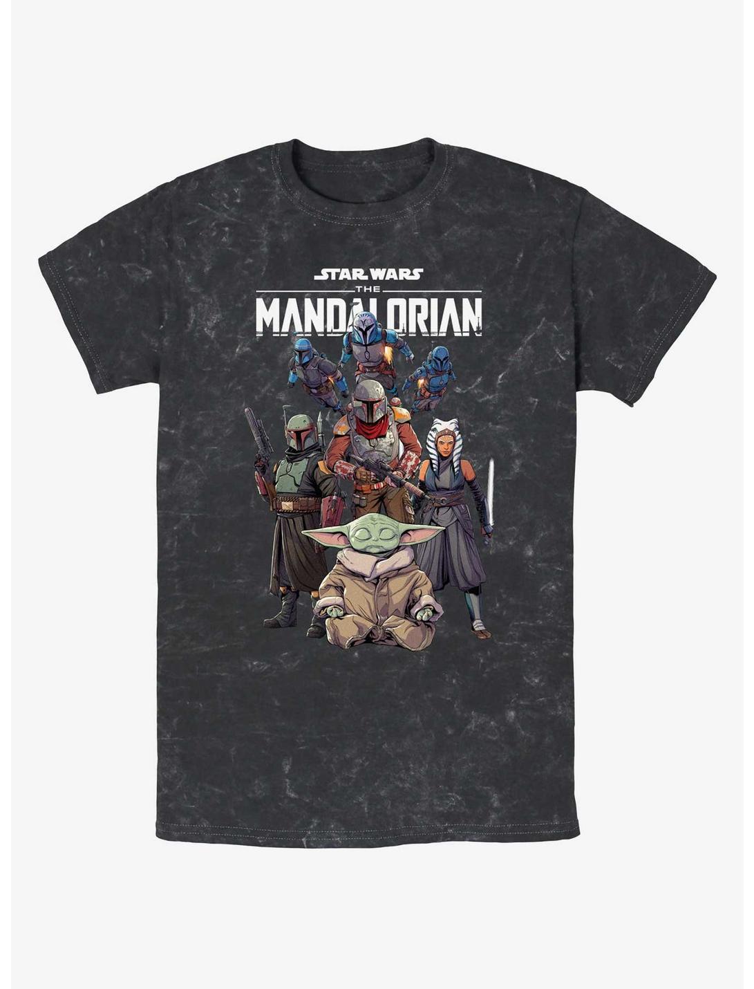 Star Wars Ahsoka Mandalorian Group Mineral Wash T-Shirt, BLACK, hi-res