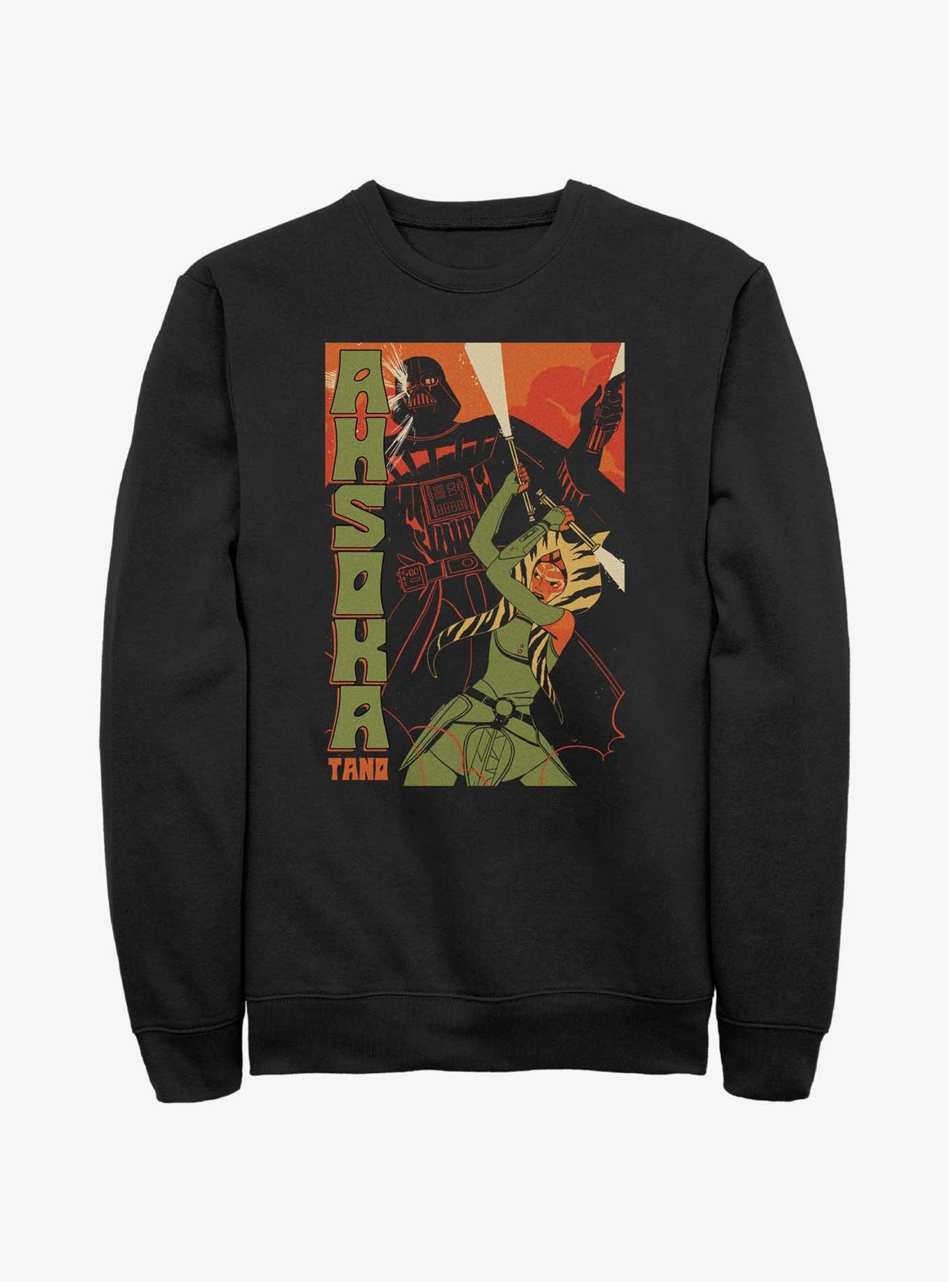 Star Wars Ahsoka Tano and Darth Vader Poster Sweatshirt, BLACK, hi-res