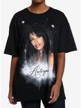 Aaliyah Glitter Logo Girls Oversized T-Shirt, BLACK, hi-res