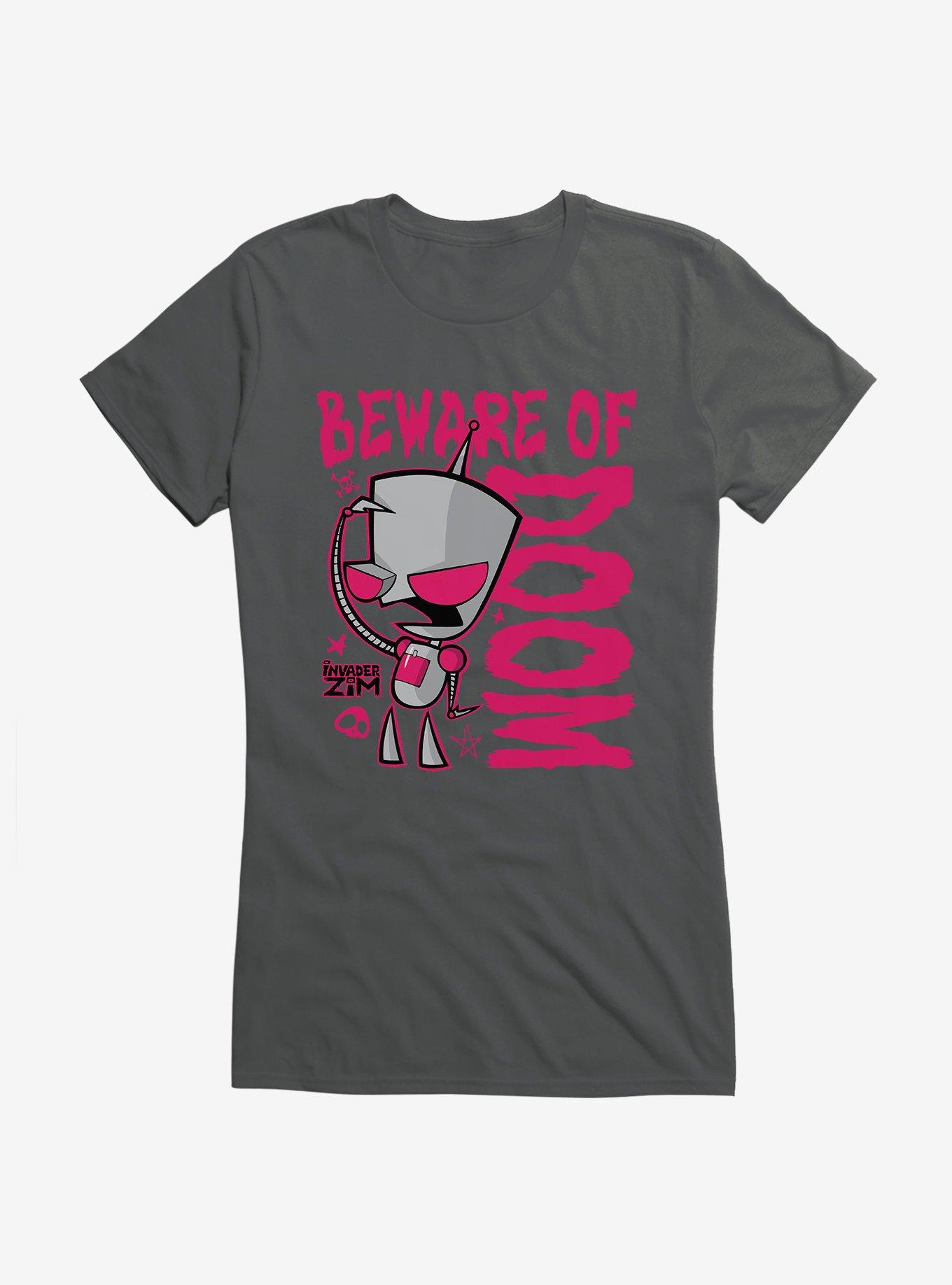Invader Zim Beware Of Doom Girls T-Shirt, CHARCOAL, hi-res