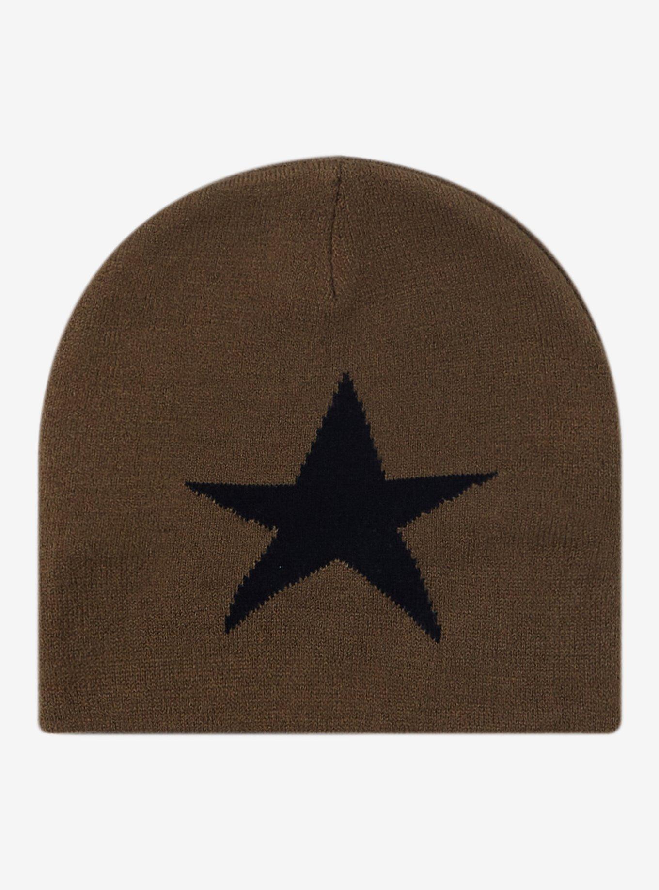 Olive & Black Star Beanie, , hi-res