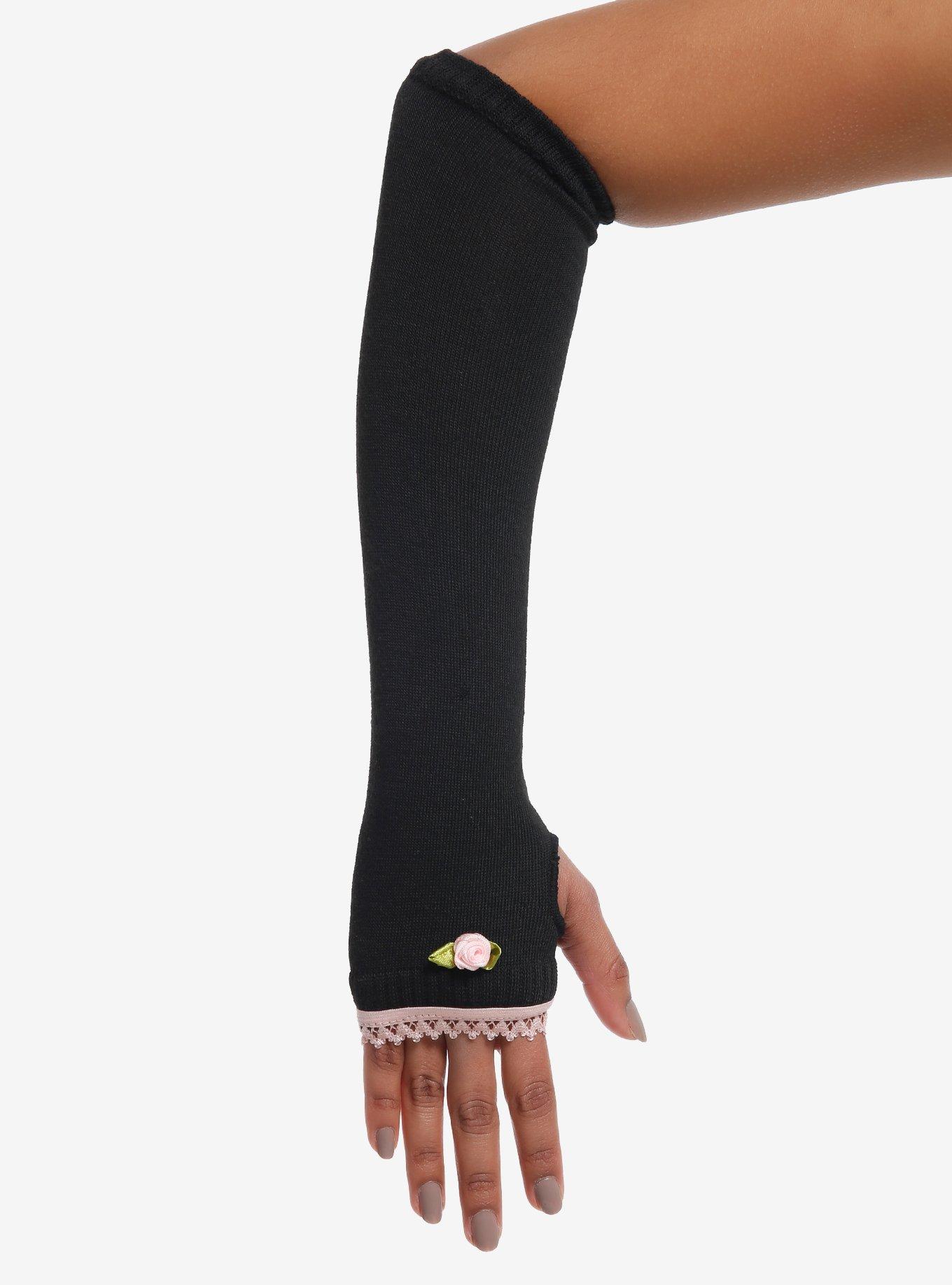 Black Rose Lace Arm Warmers, , hi-res