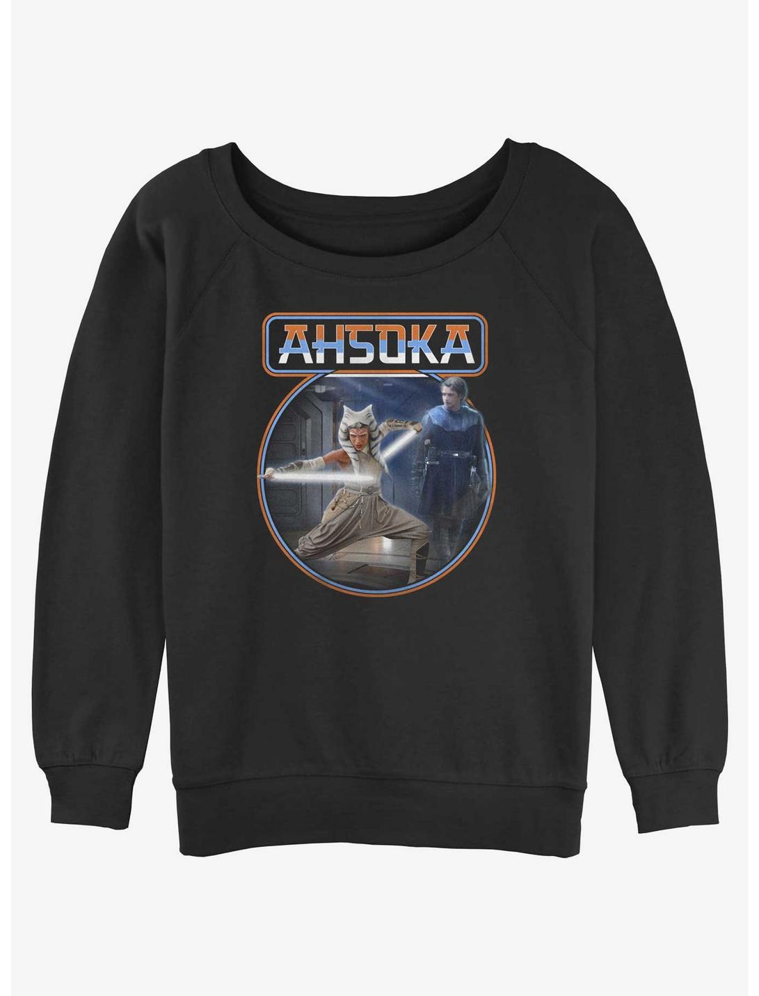 Star Wars Ahsoka Anakin Jedi Training Womens Slouchy Sweatshirt BoxLunch Web Exclusive, BLACK, hi-res