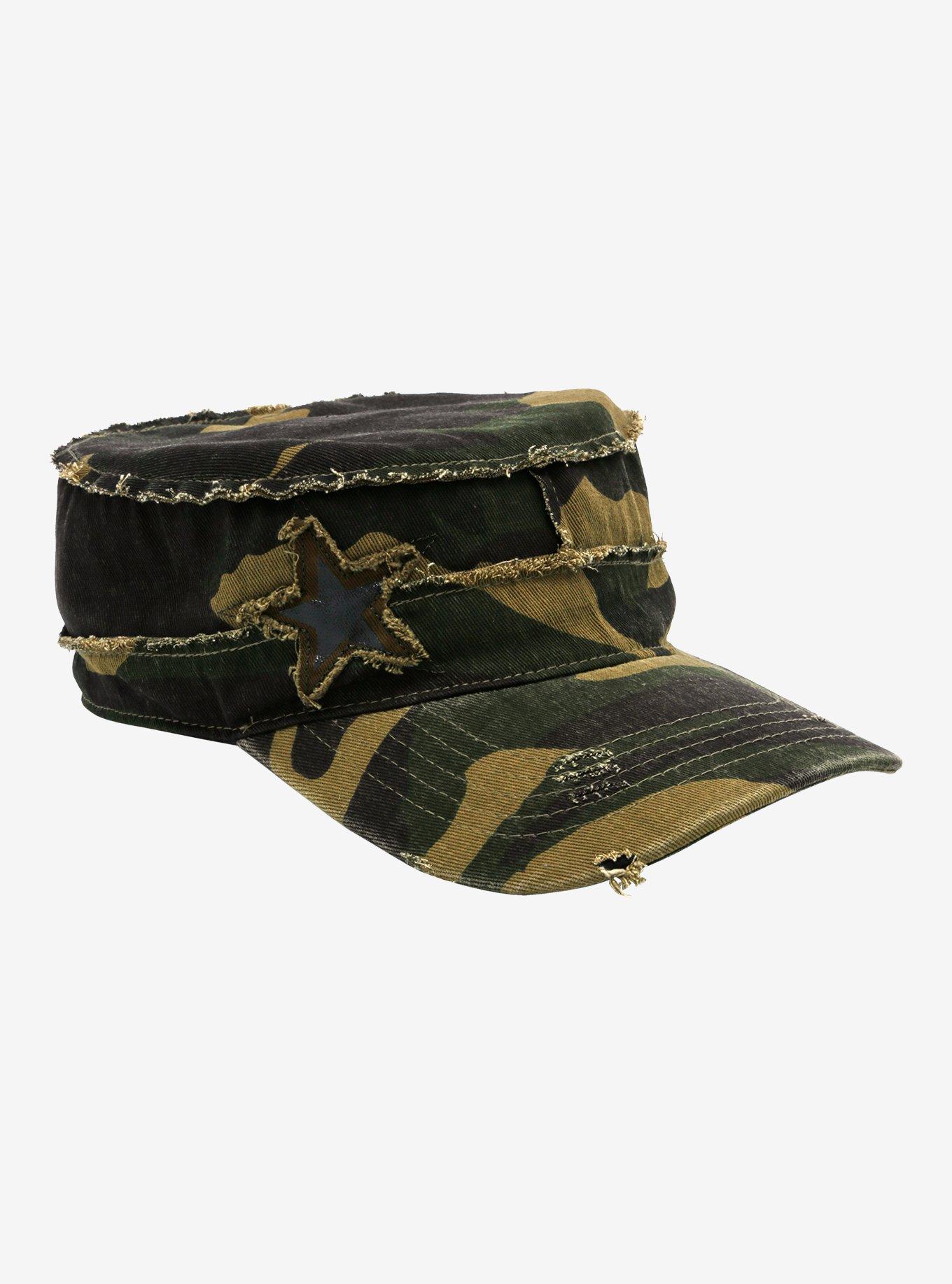 Camo Distressed Star Cadet Cap, , hi-res